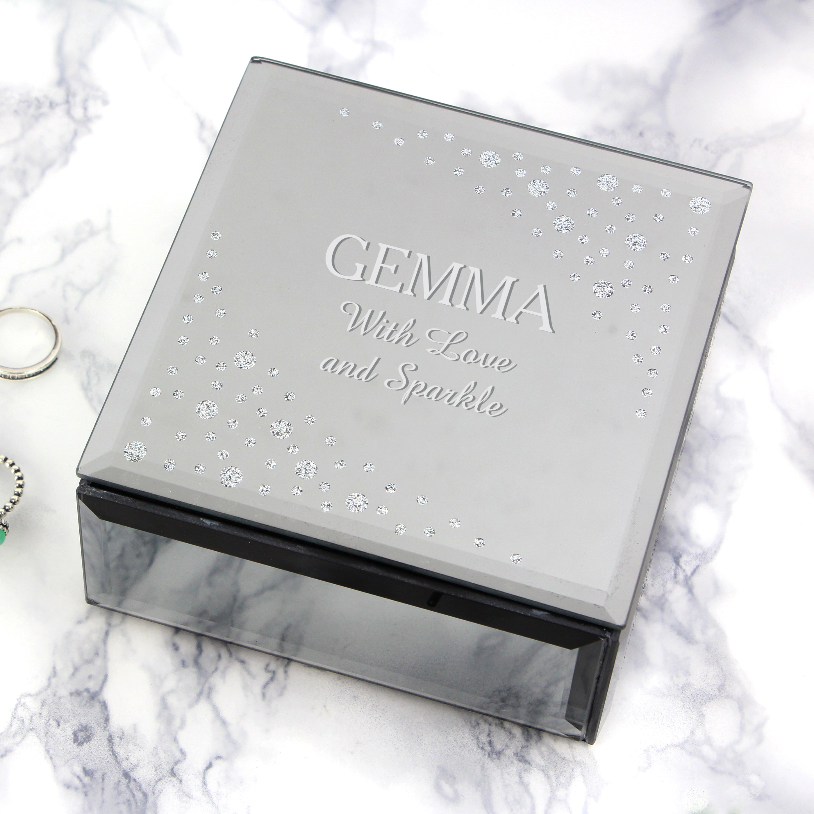 Personalised Diamante Name & Message Glass Trinket Box