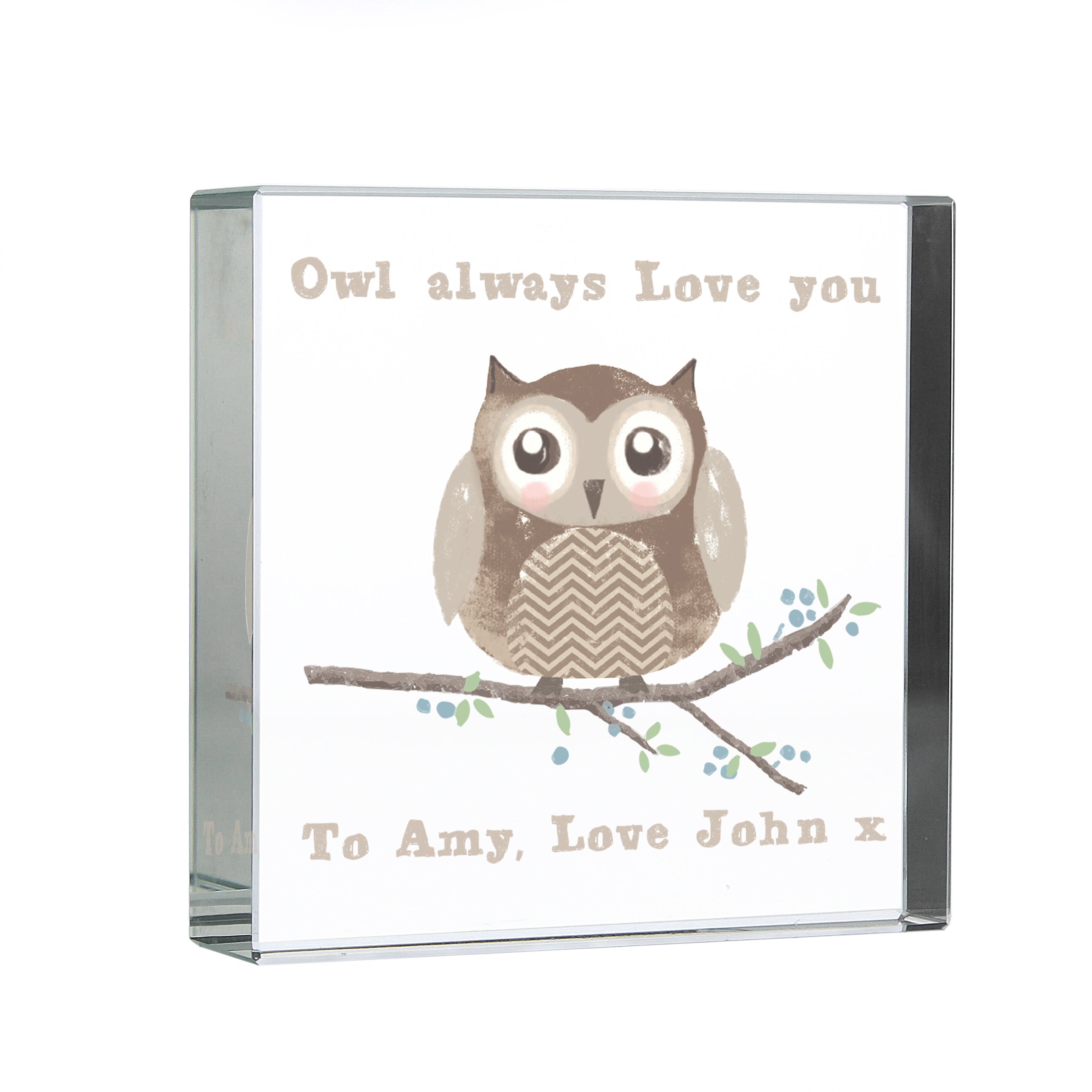 Personalised Woodland Owl  Crystal Token