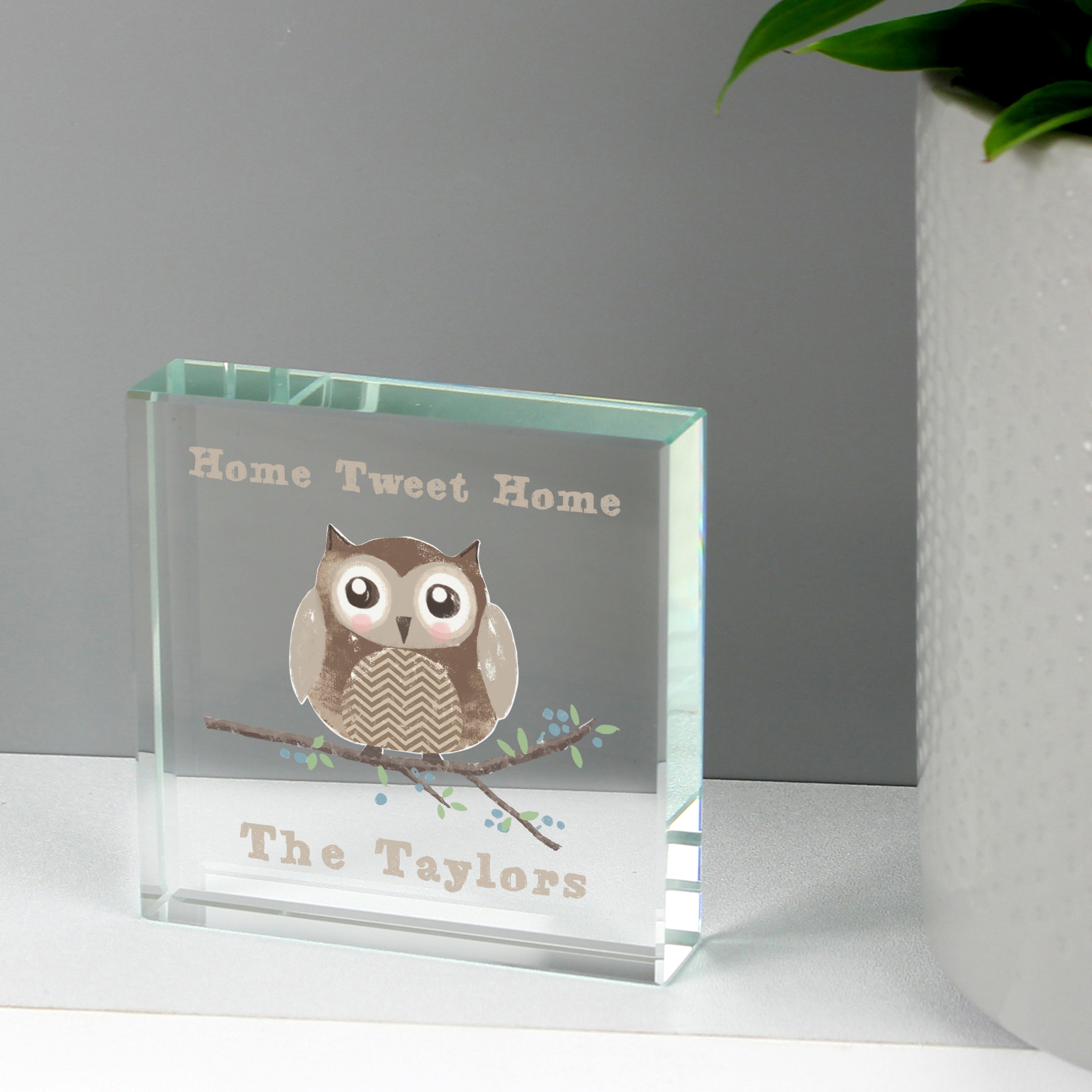 Personalised Woodland Owl  Crystal Token