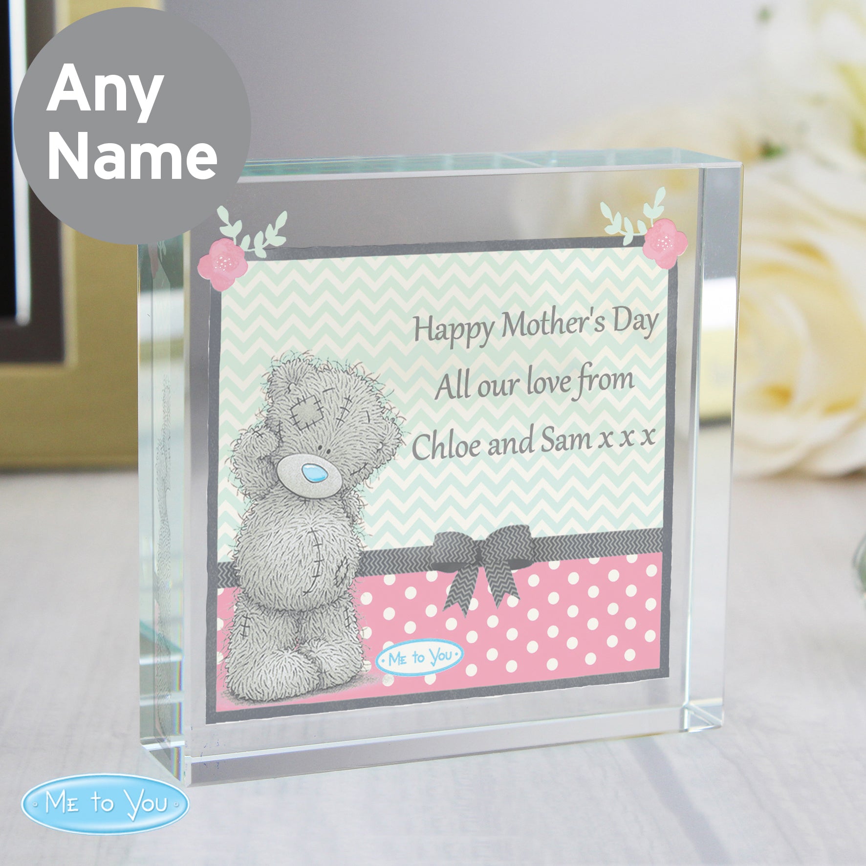 Personalised Me To You Pastel Polka Dot for Her Crystal Token