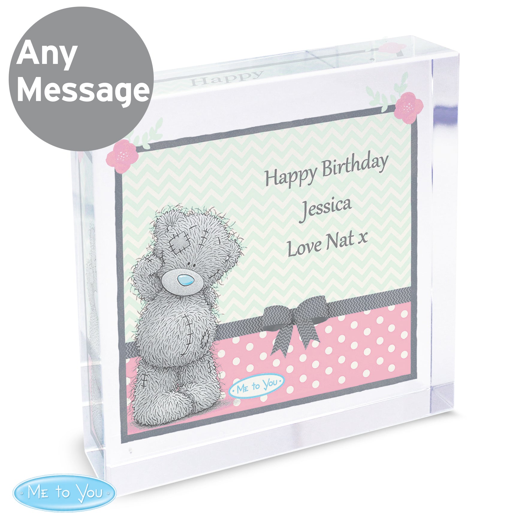 Personalised Me To You Pastel Polka Dot for Her Crystal Token