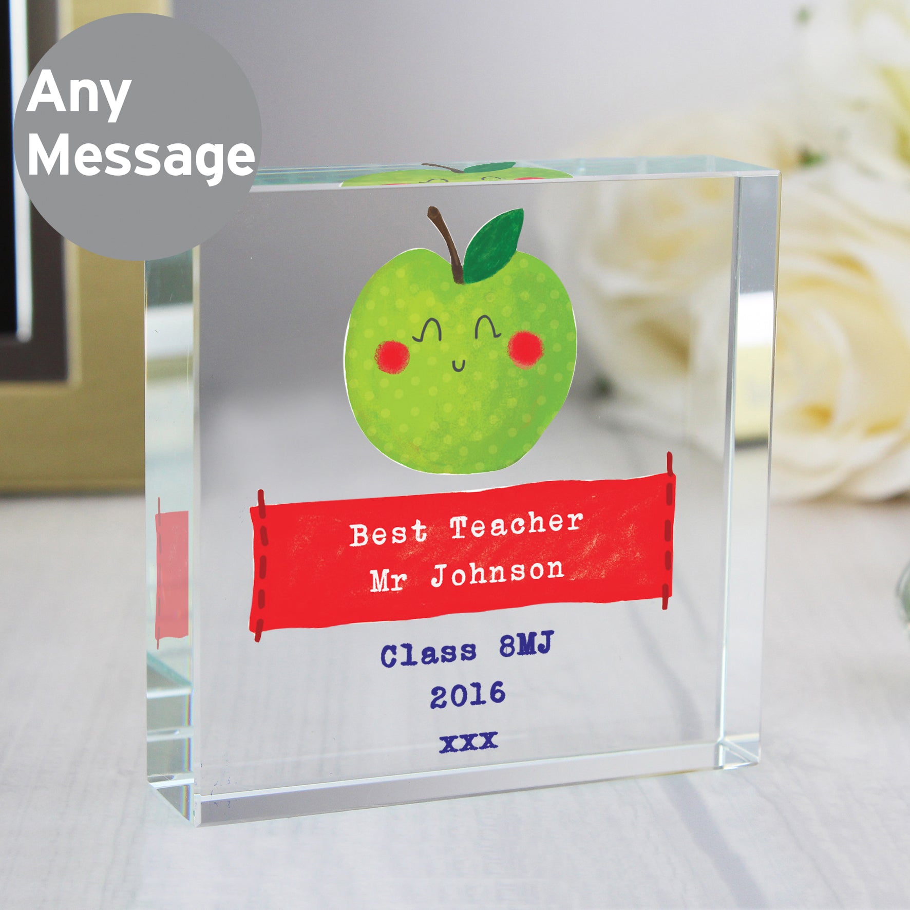 Personalised Apple for the Teacher Crystal Token