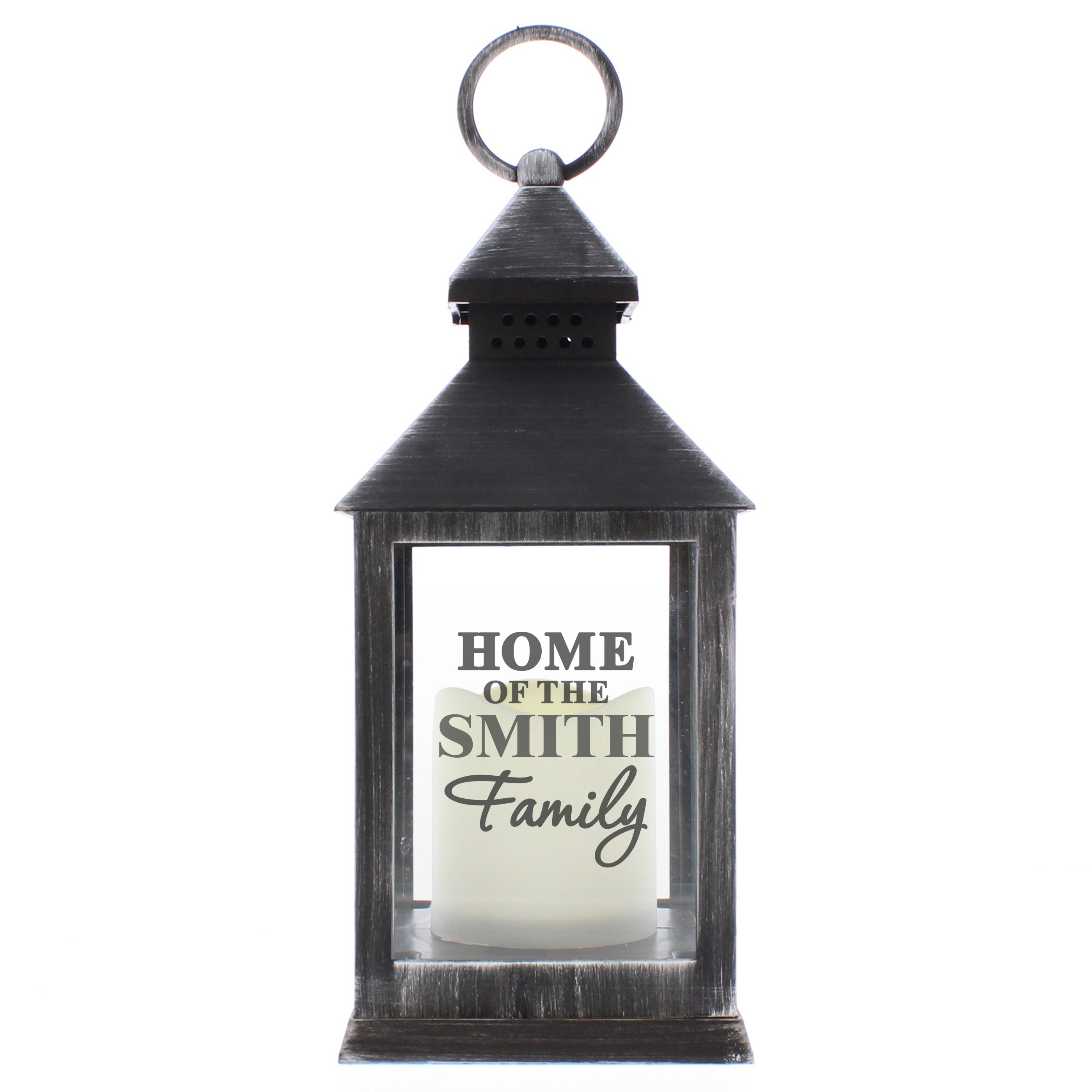 Personalised The Family Rustic Black Lantern