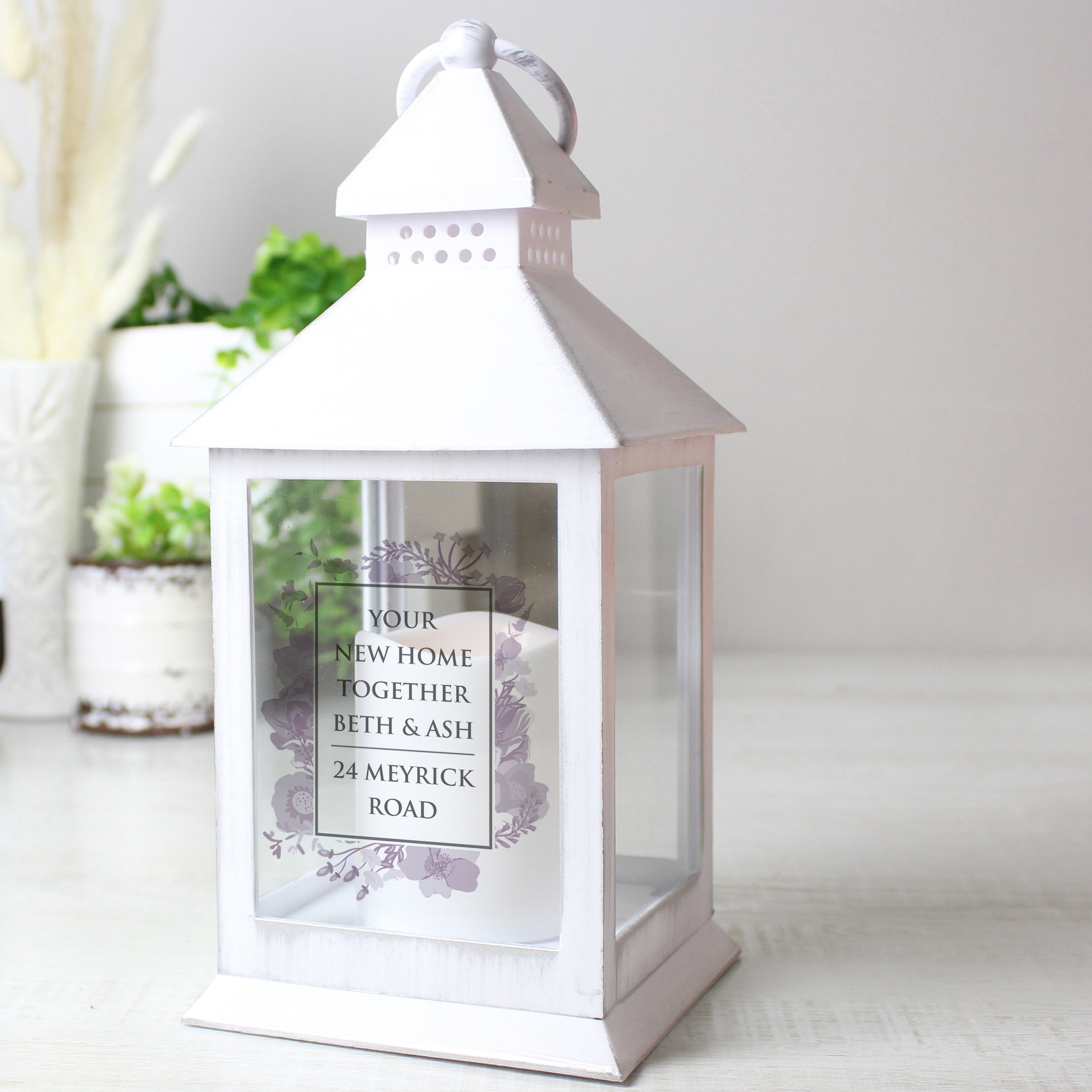 Personalised Soft Watercolour White Lantern