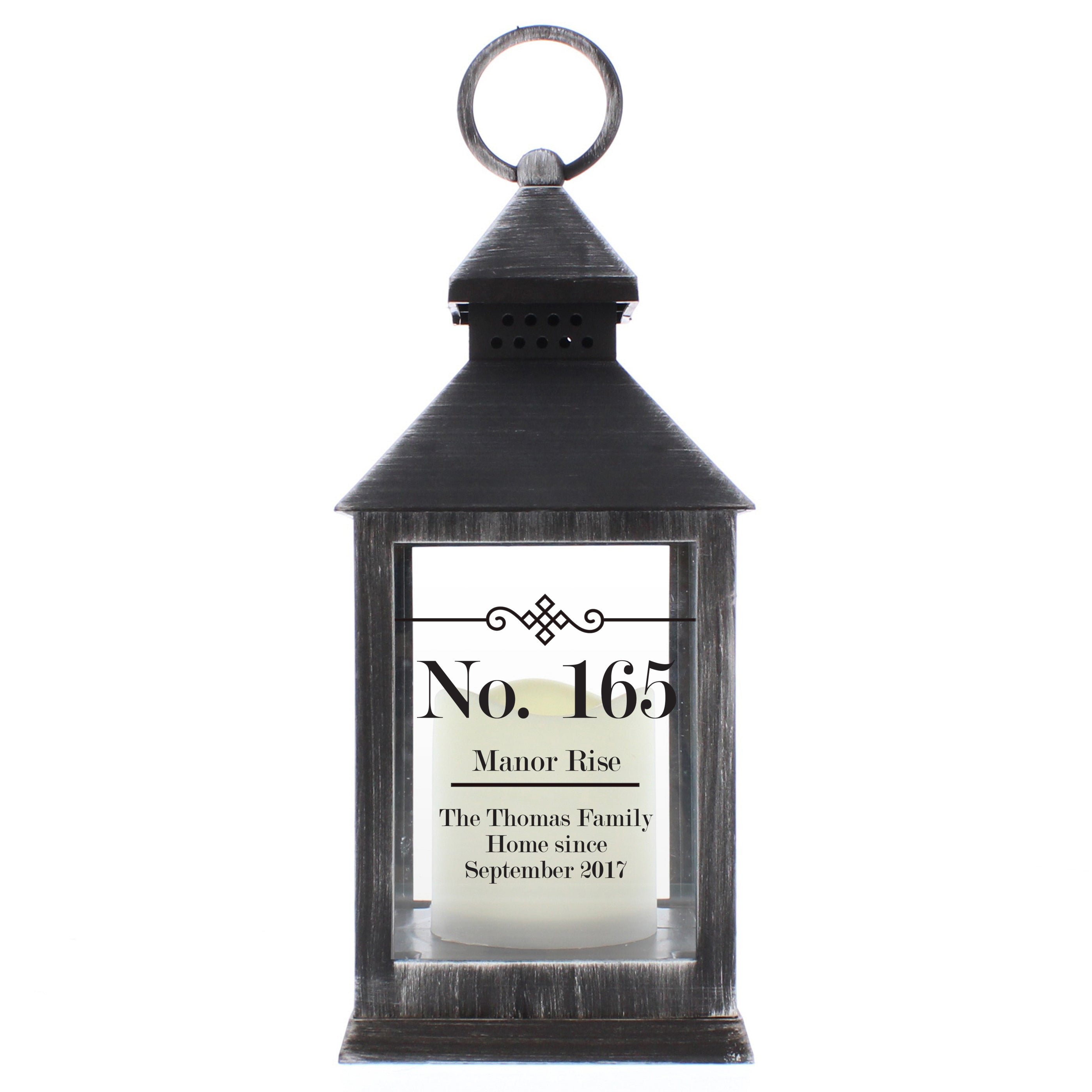 Personalised Elegant Diamond Rustic Black Lantern