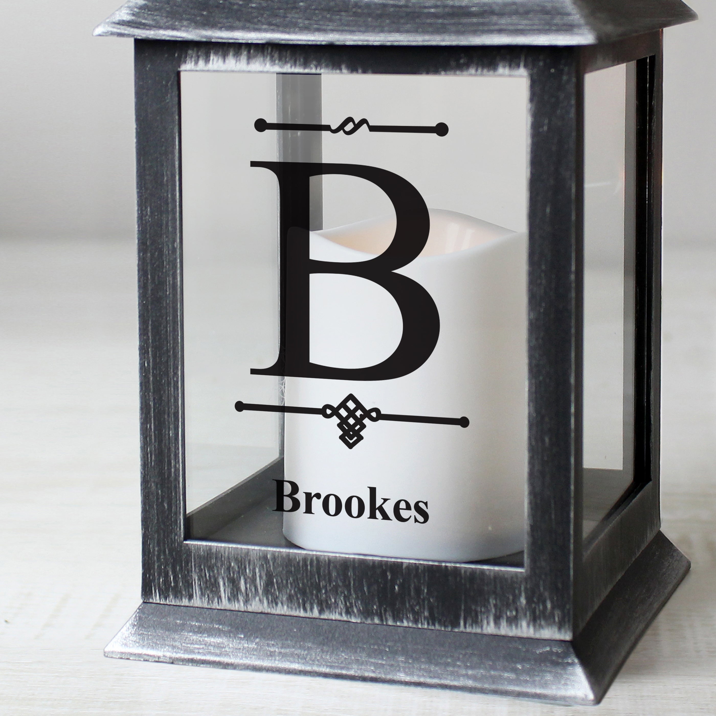 Personalised Initial Rustic Black Lantern