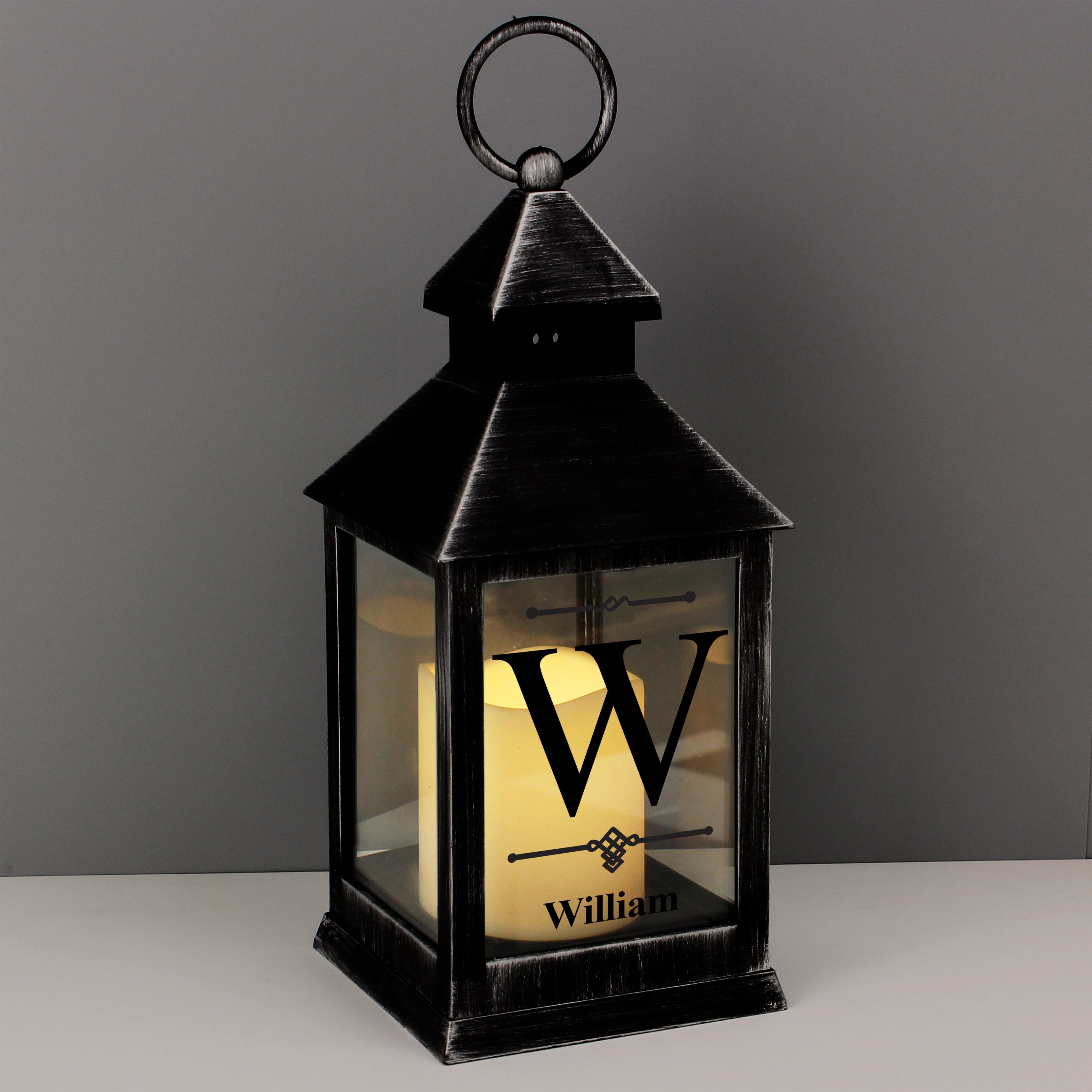 Personalised Initial Rustic Black Lantern