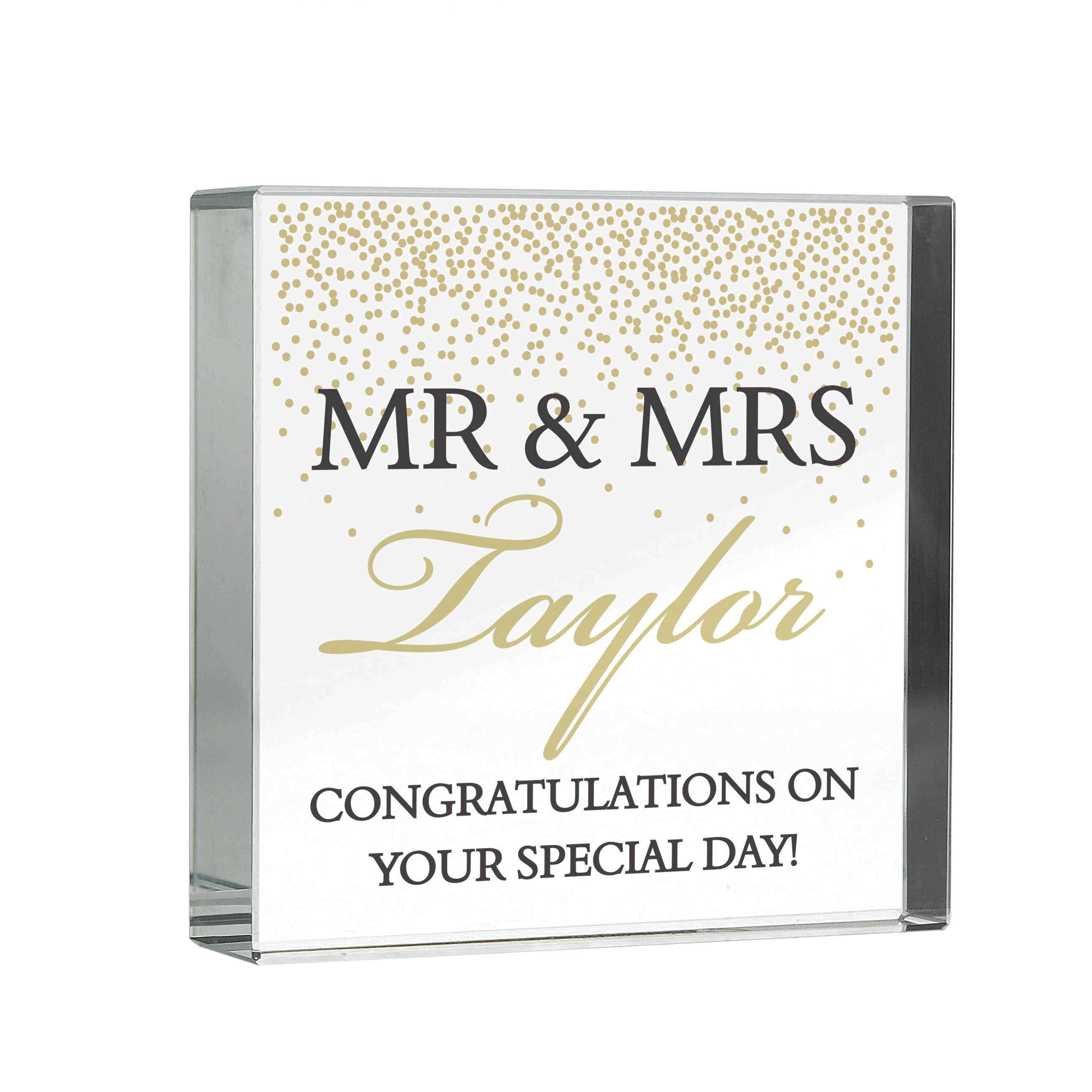 Personalised Gold Confetti Crystal Token