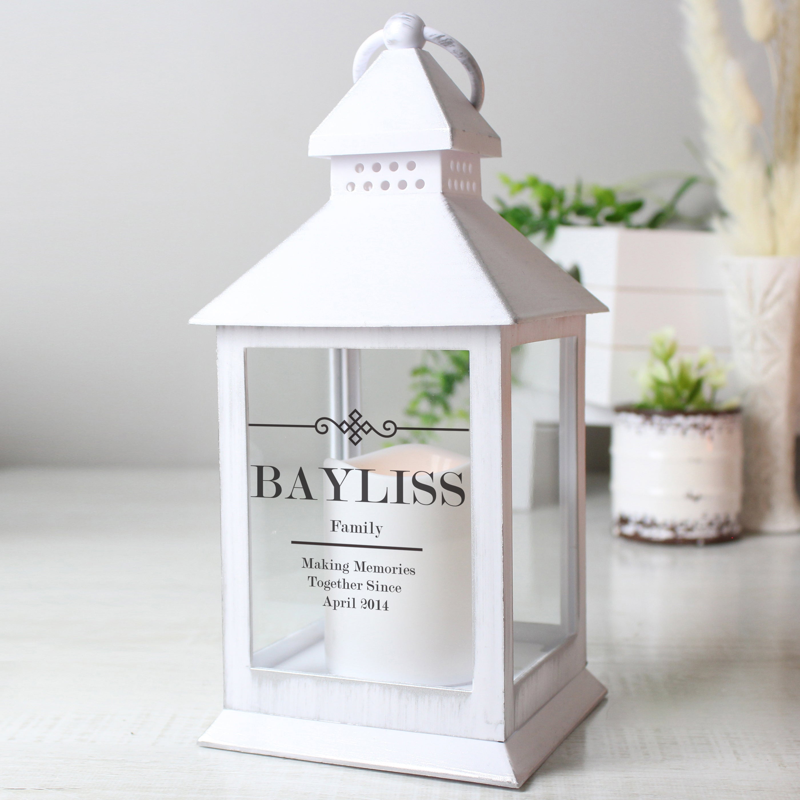 Personalised Elegant Diamond White Lantern