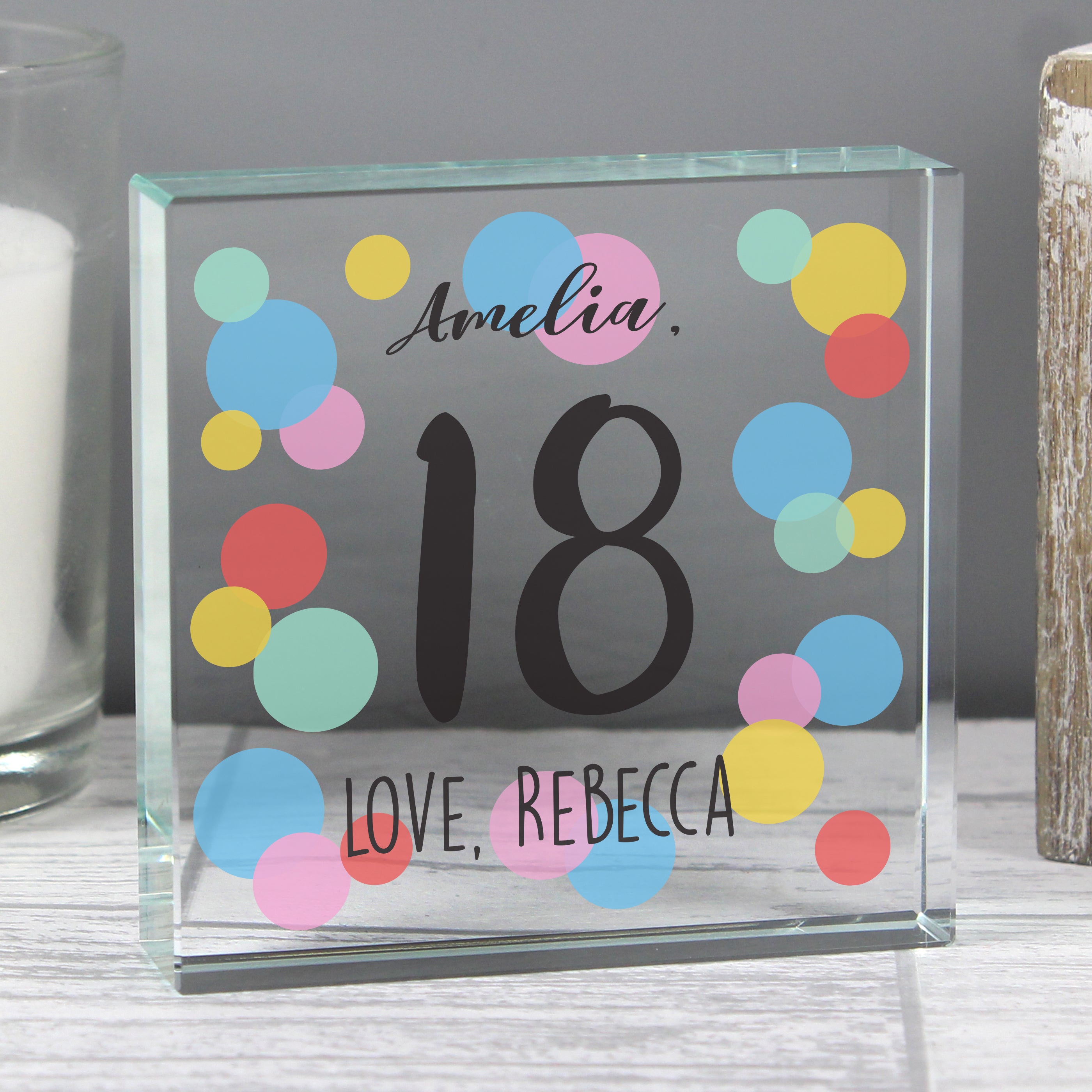 Personalised Birthday Colour Confetti Crystal Token