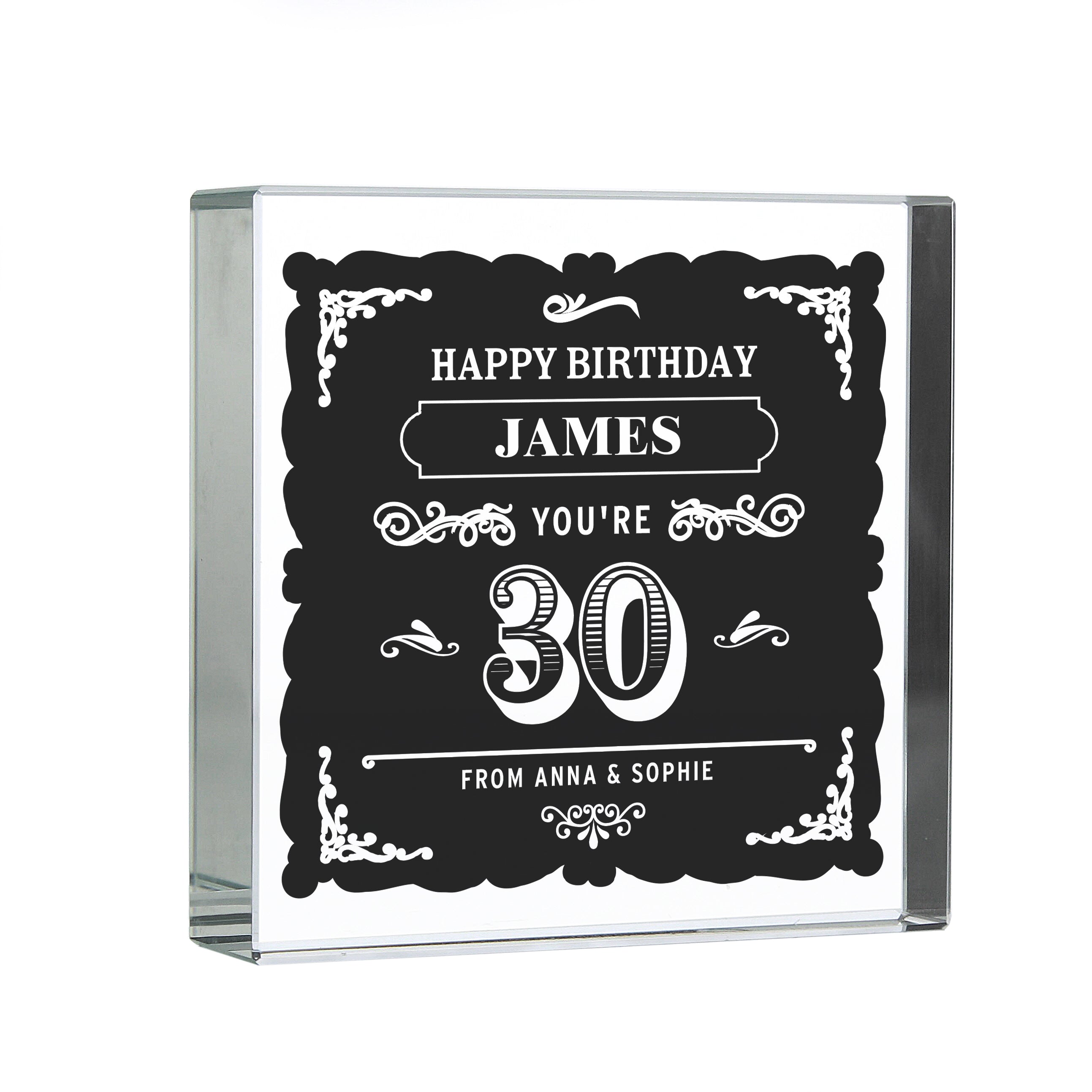 Personalised Birthday Vintage Typography Crystal Token