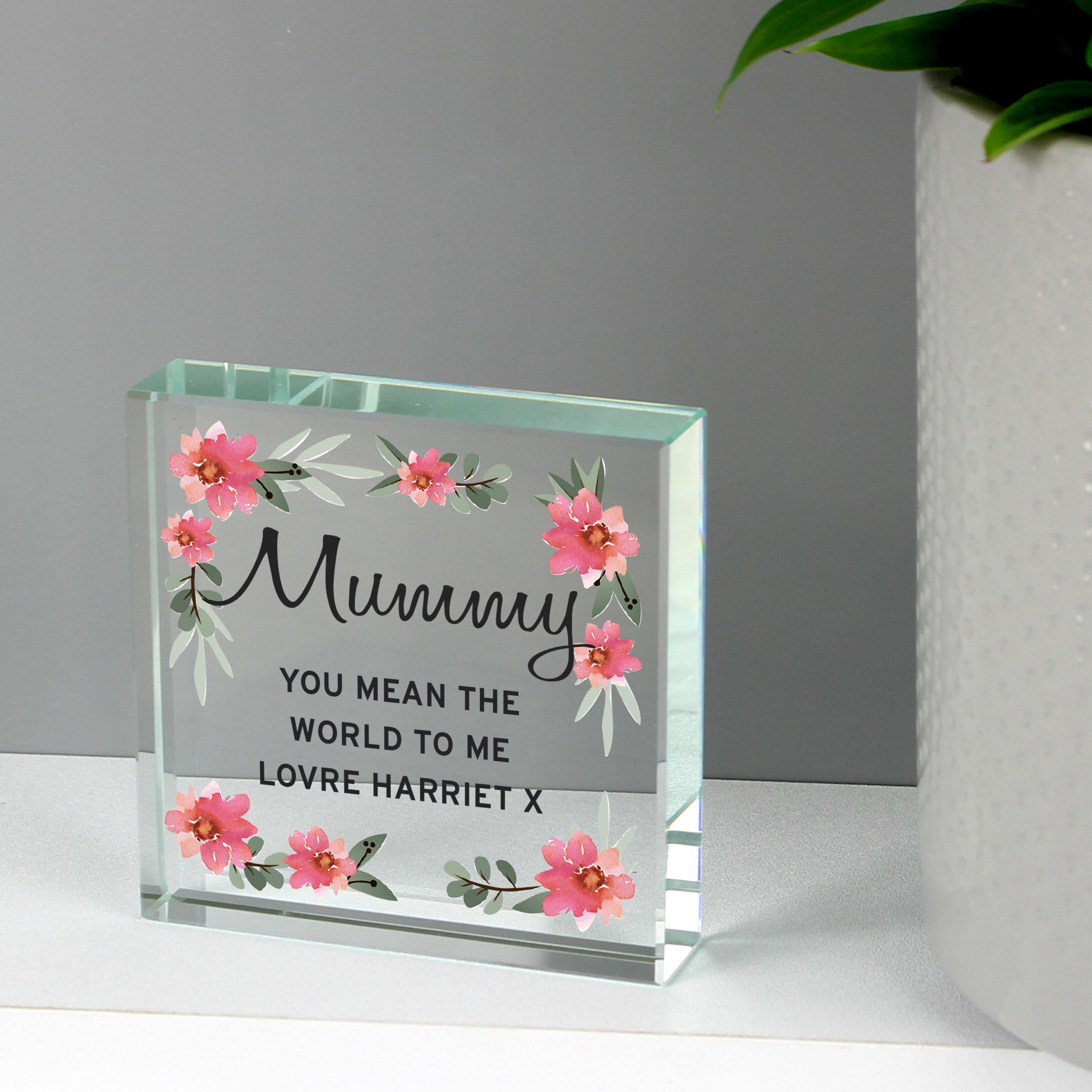 Personalised Floral Sentimental  Crystal Token