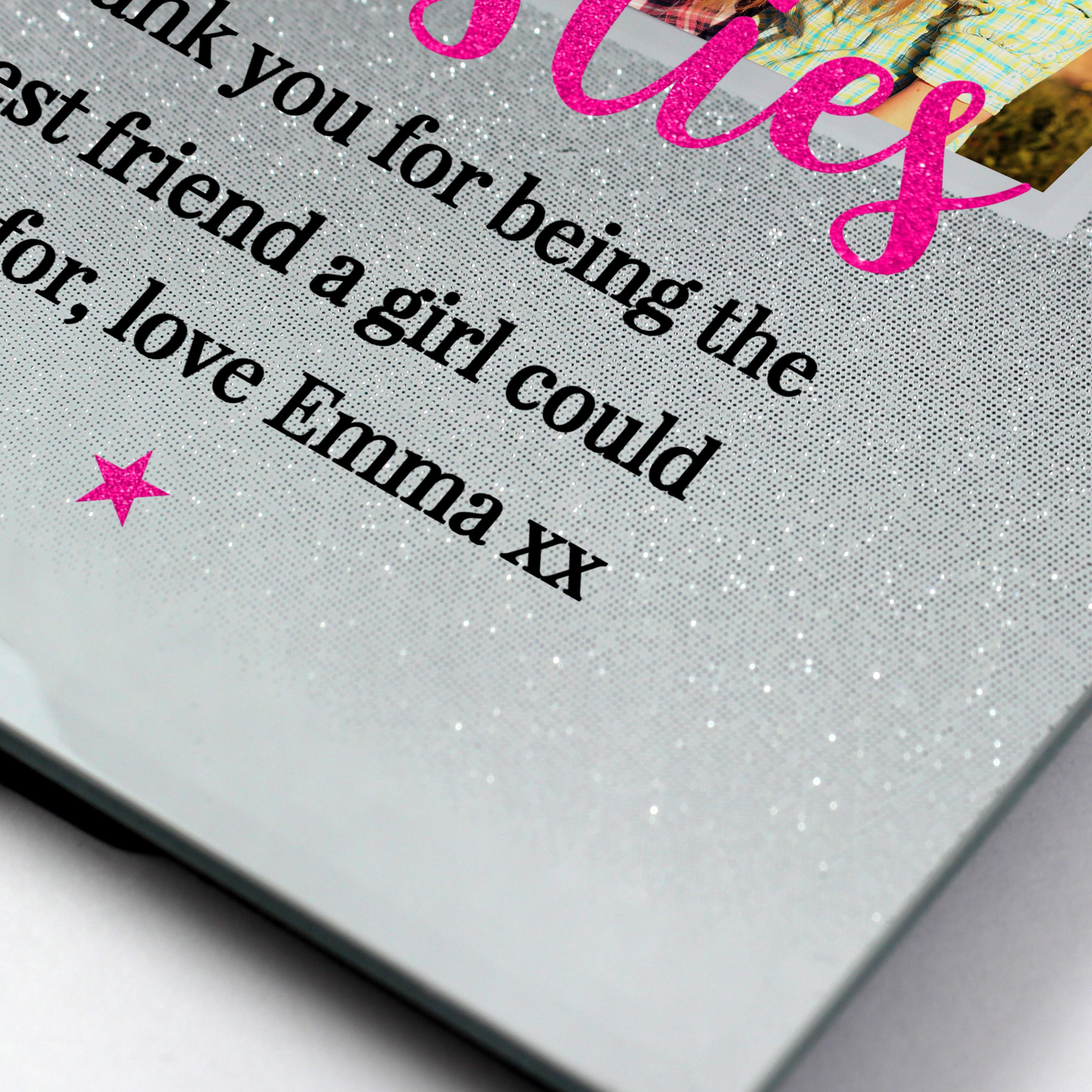 Personalised 'Bestie' 4x4 Glitter Glass Photo Frame