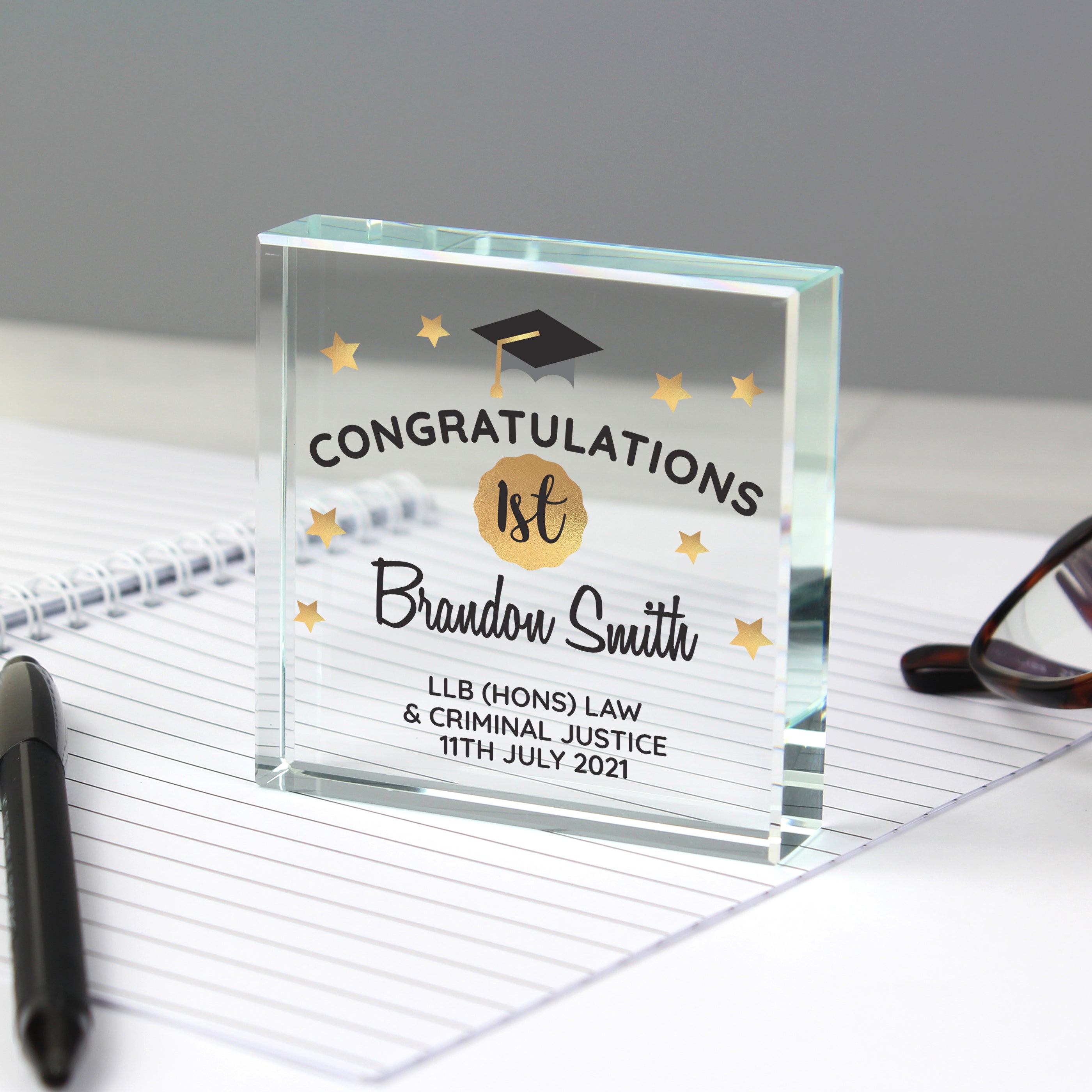 Personalised Congratulations Graduation Crystal Token