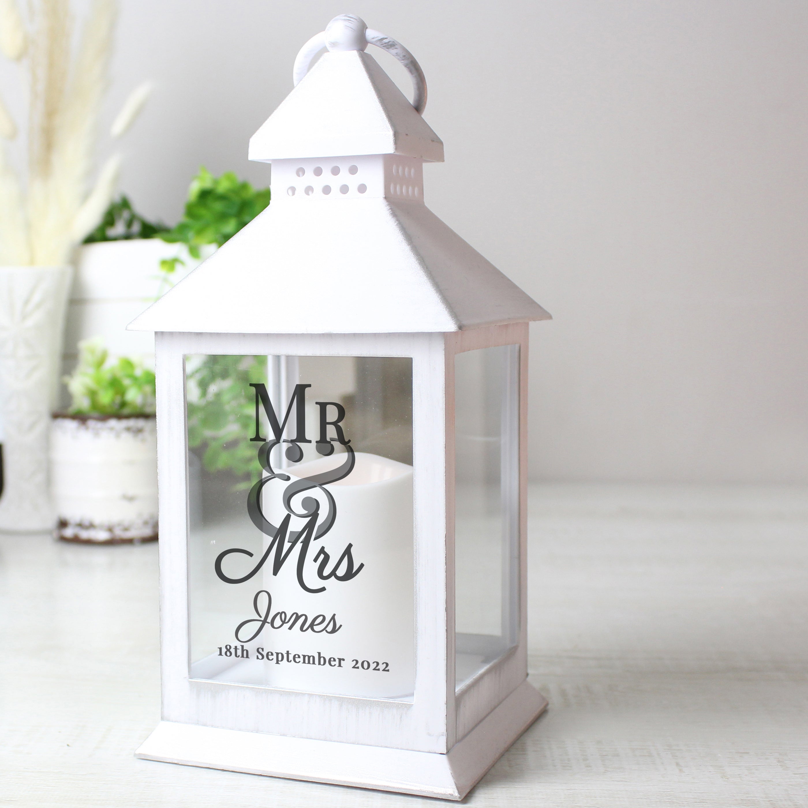 Personalised Mr & Mrs White Lantern