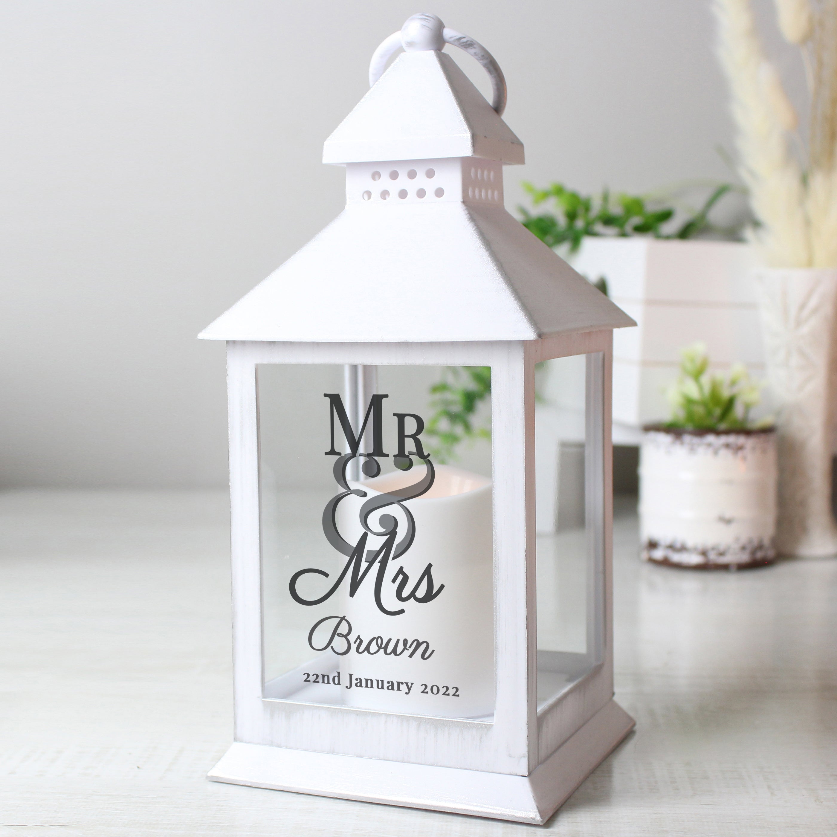 Personalised Mr & Mrs White Lantern