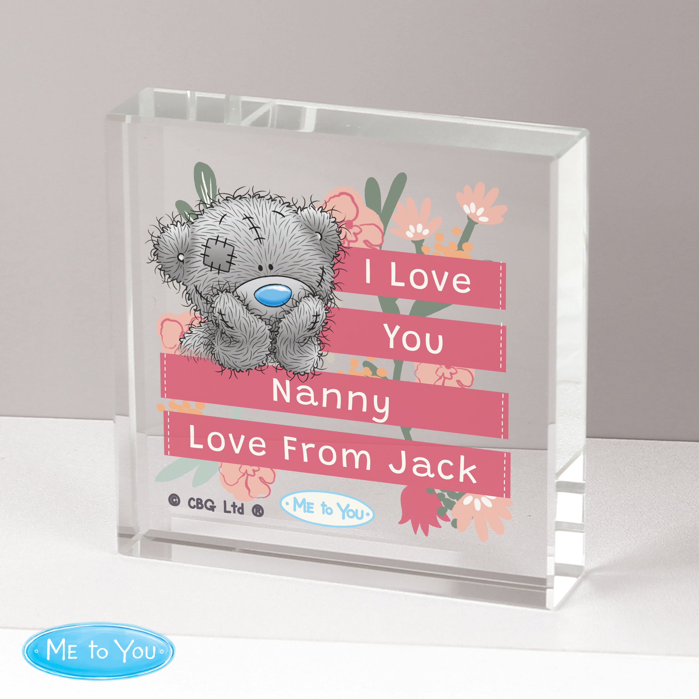 Personalised Me To You Floral Crystal Token