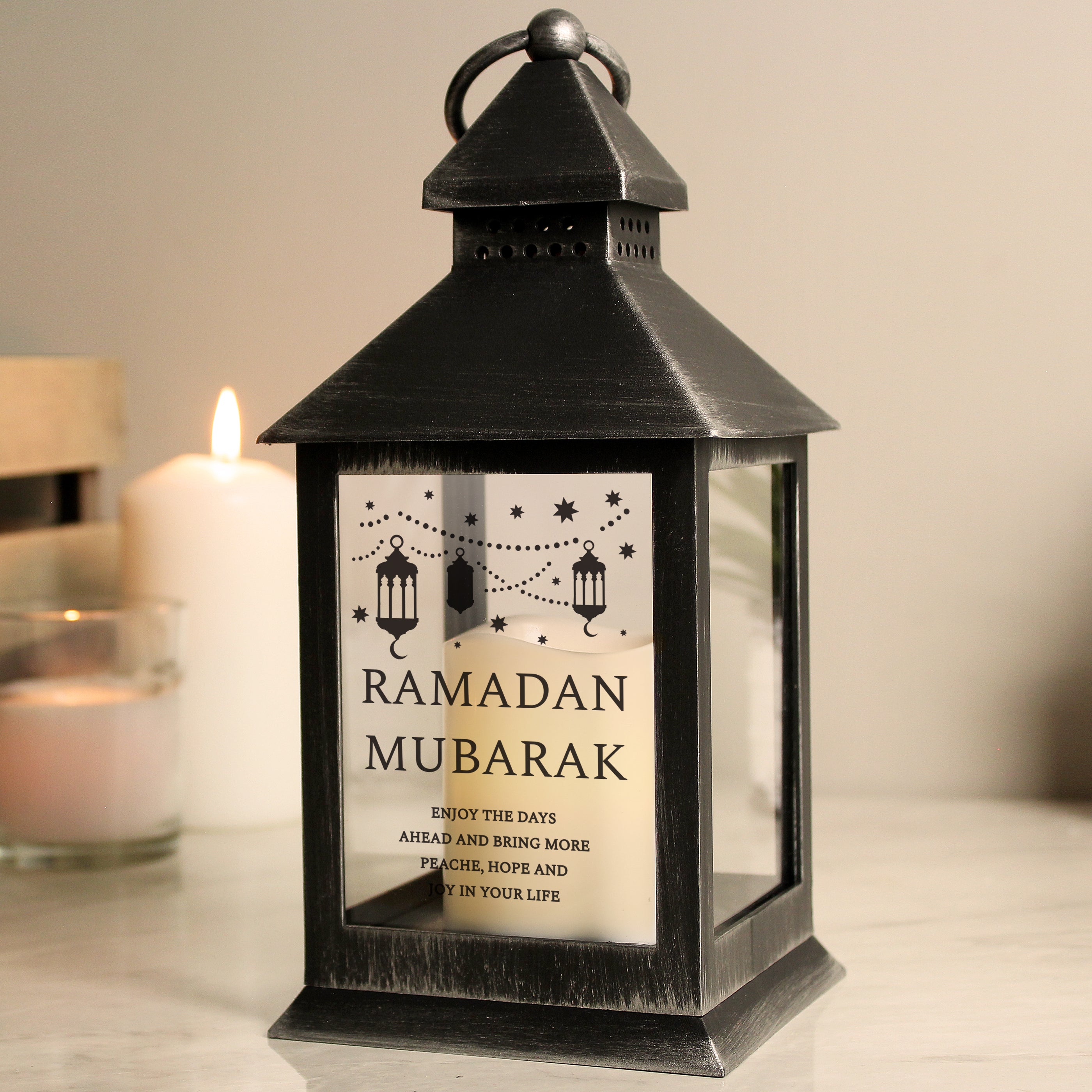 Personalised Eid and Ramadan Black Lantern