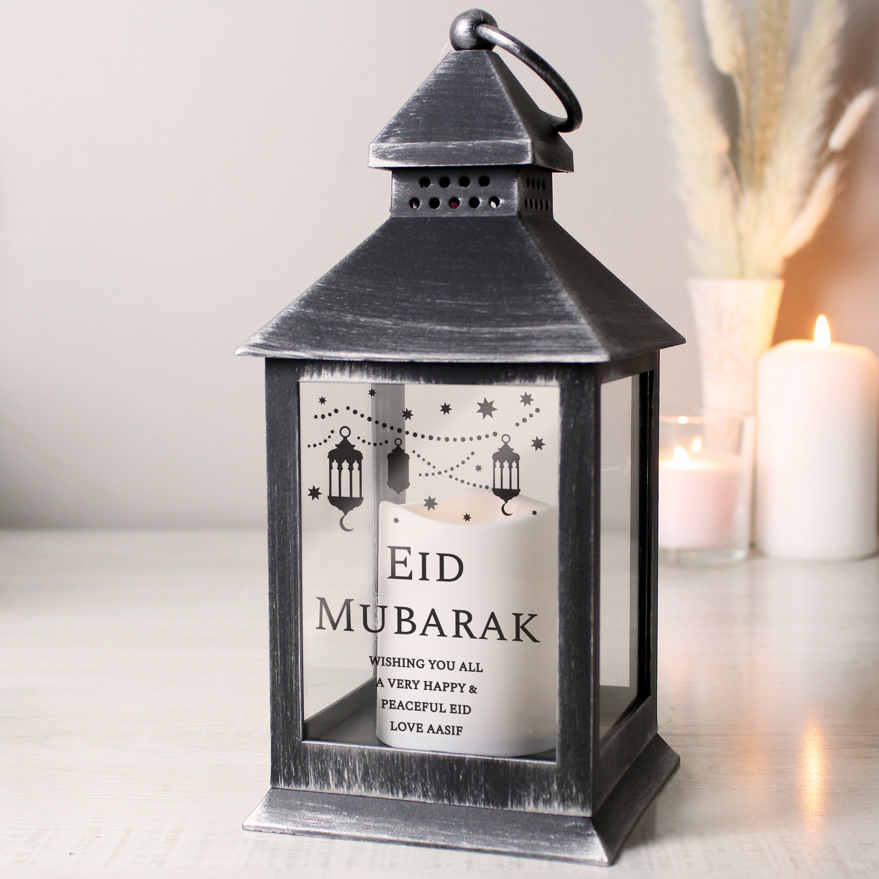 Personalised Eid and Ramadan Black Lantern