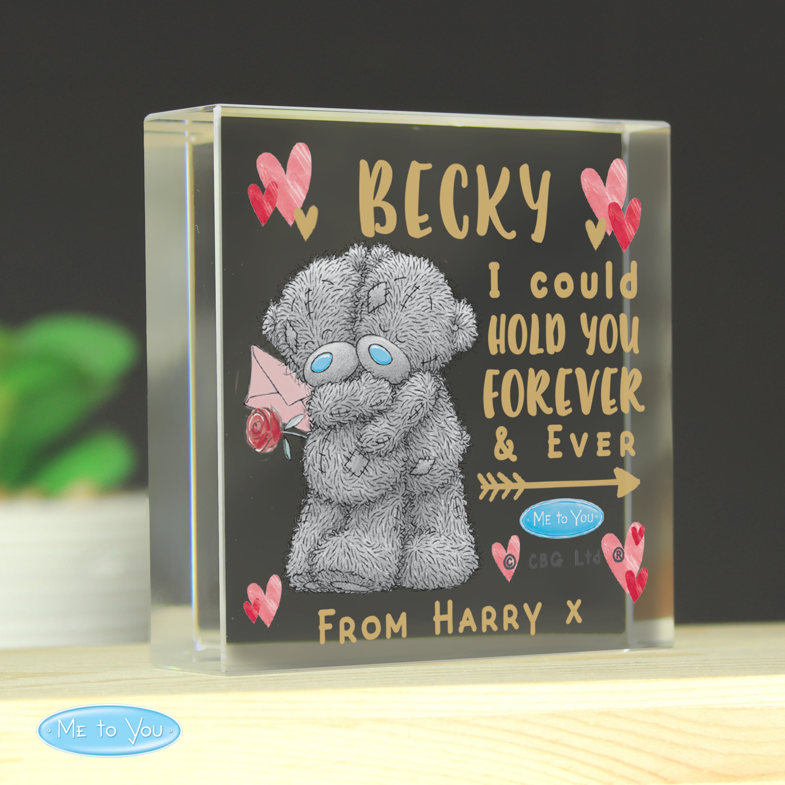 Personalised Me To You Hold You Forever Crystal Token