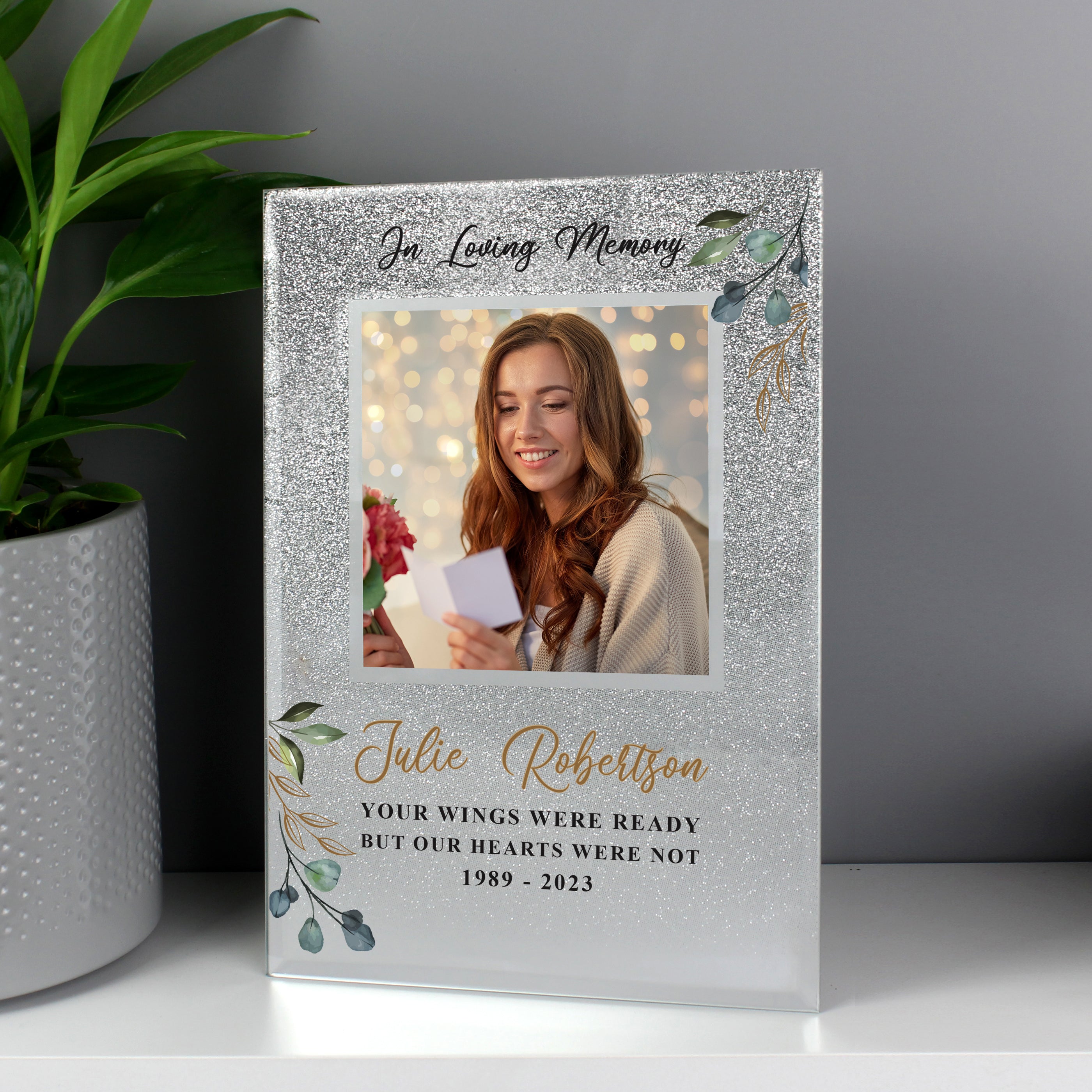 Personalised In Loving Memory 4x4 Glitter Frame