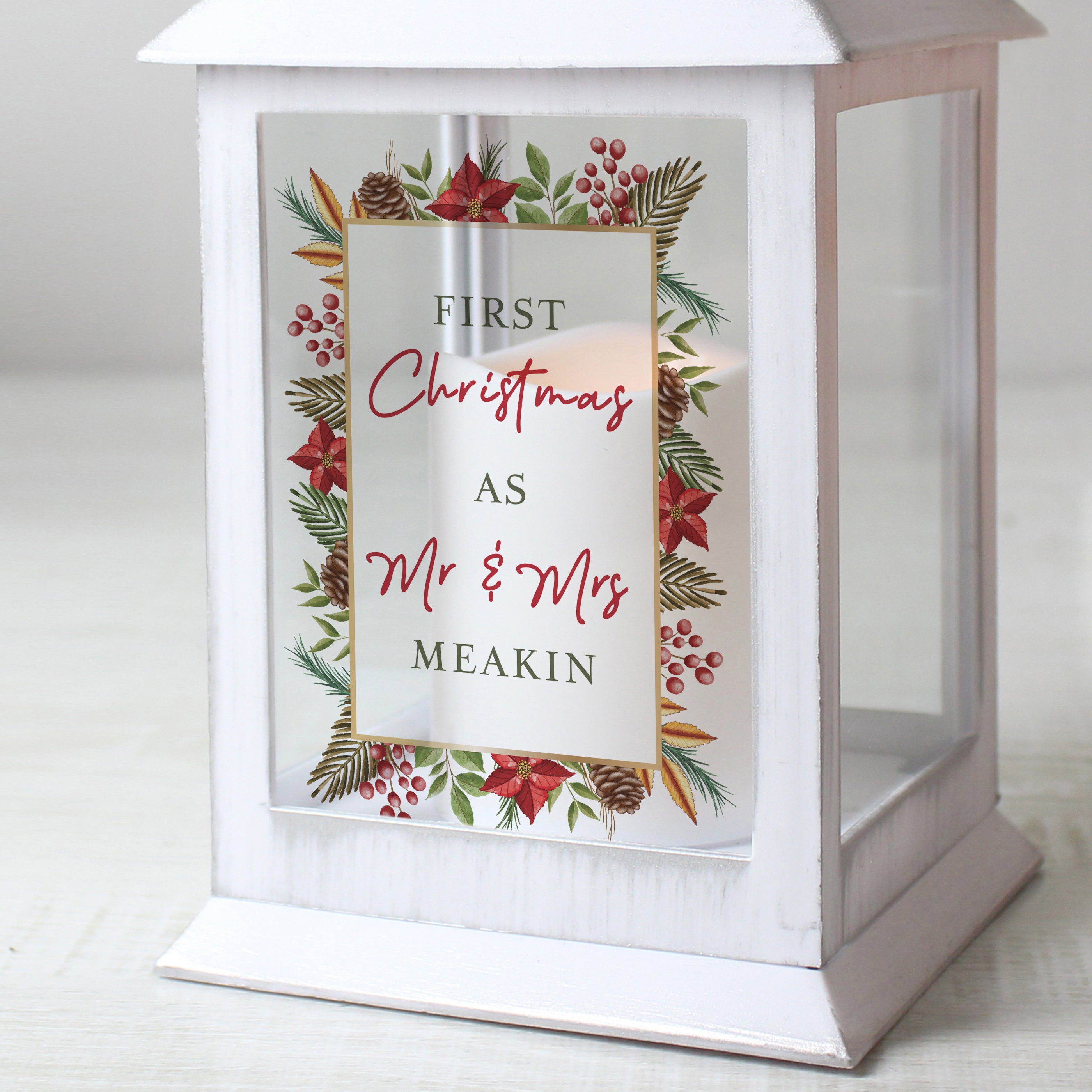 Personalised Christmas White LED Lantern