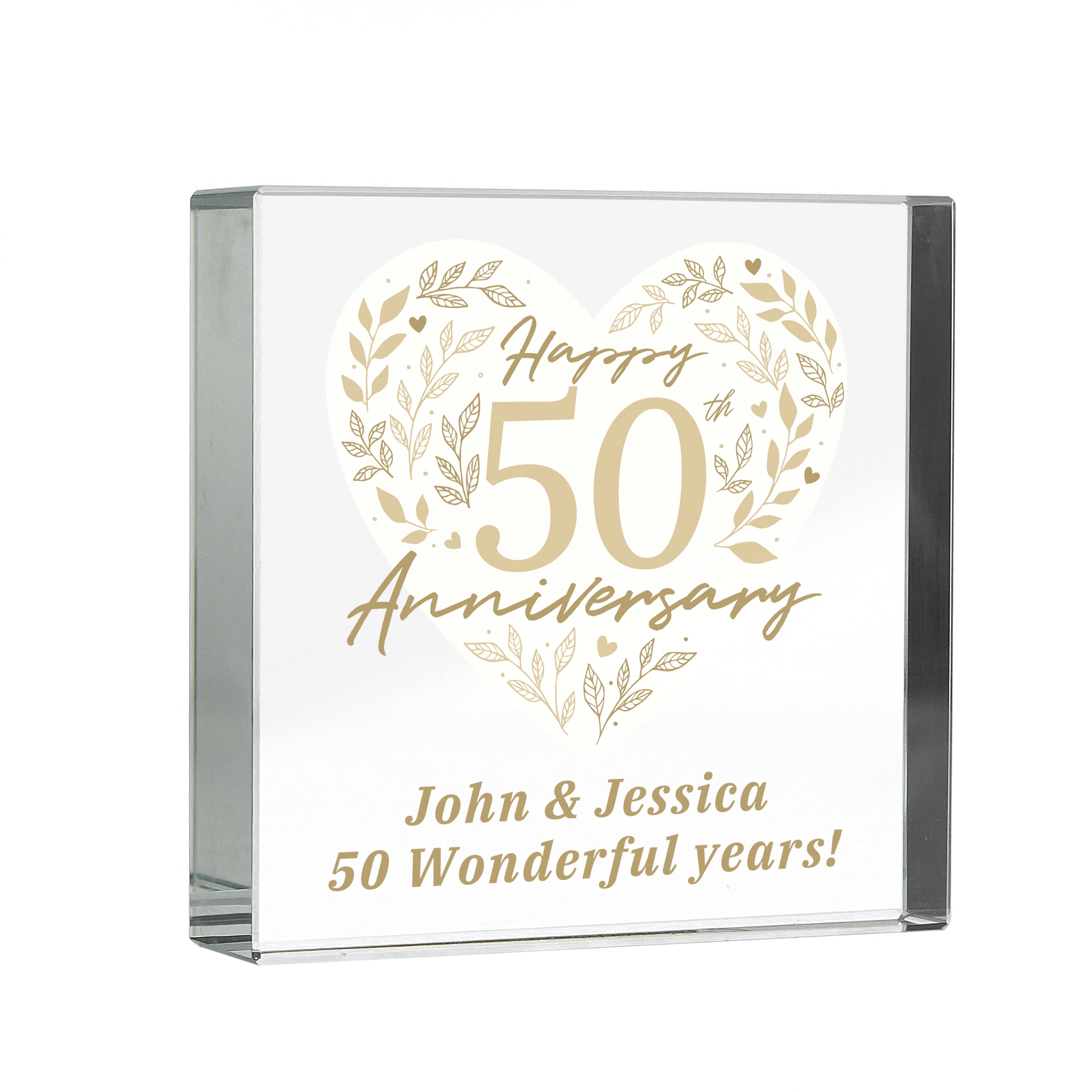 Personalised 50th Golden Wedding Anniversary Crystal Token