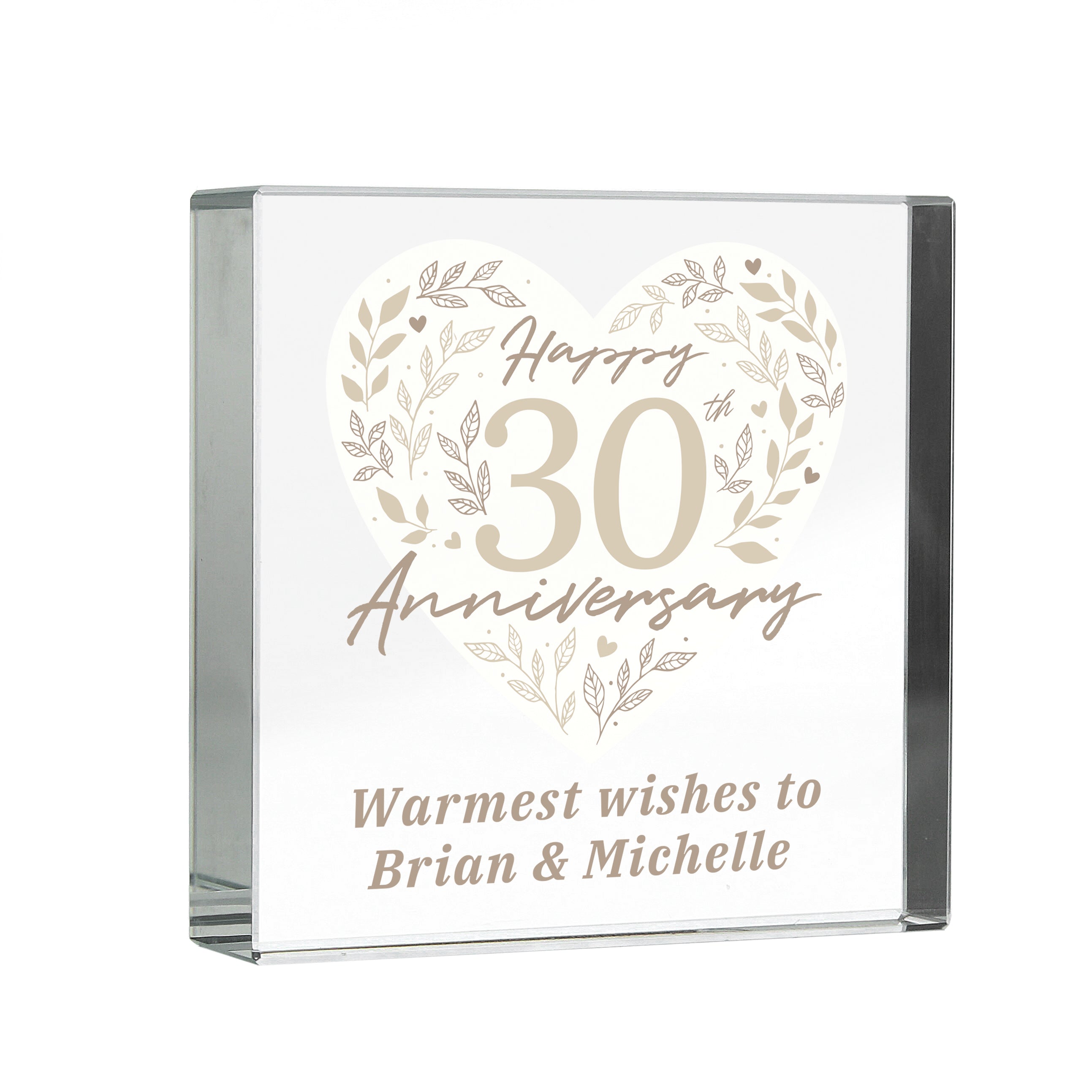 Personalised 30th Pearl Wedding Anniversary Crystal Token