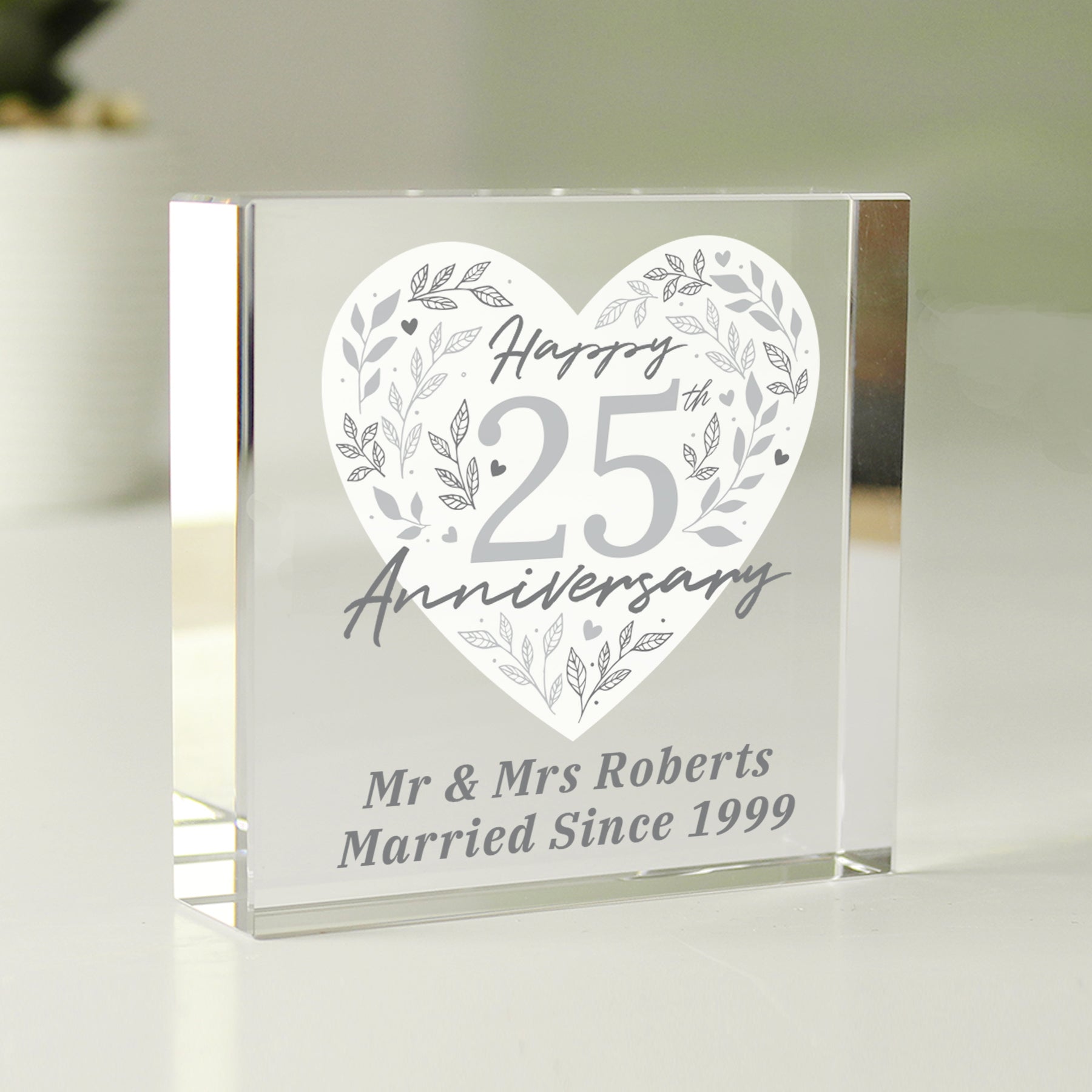 Personalised 25th Silver Wedding Anniversary Crystal Token