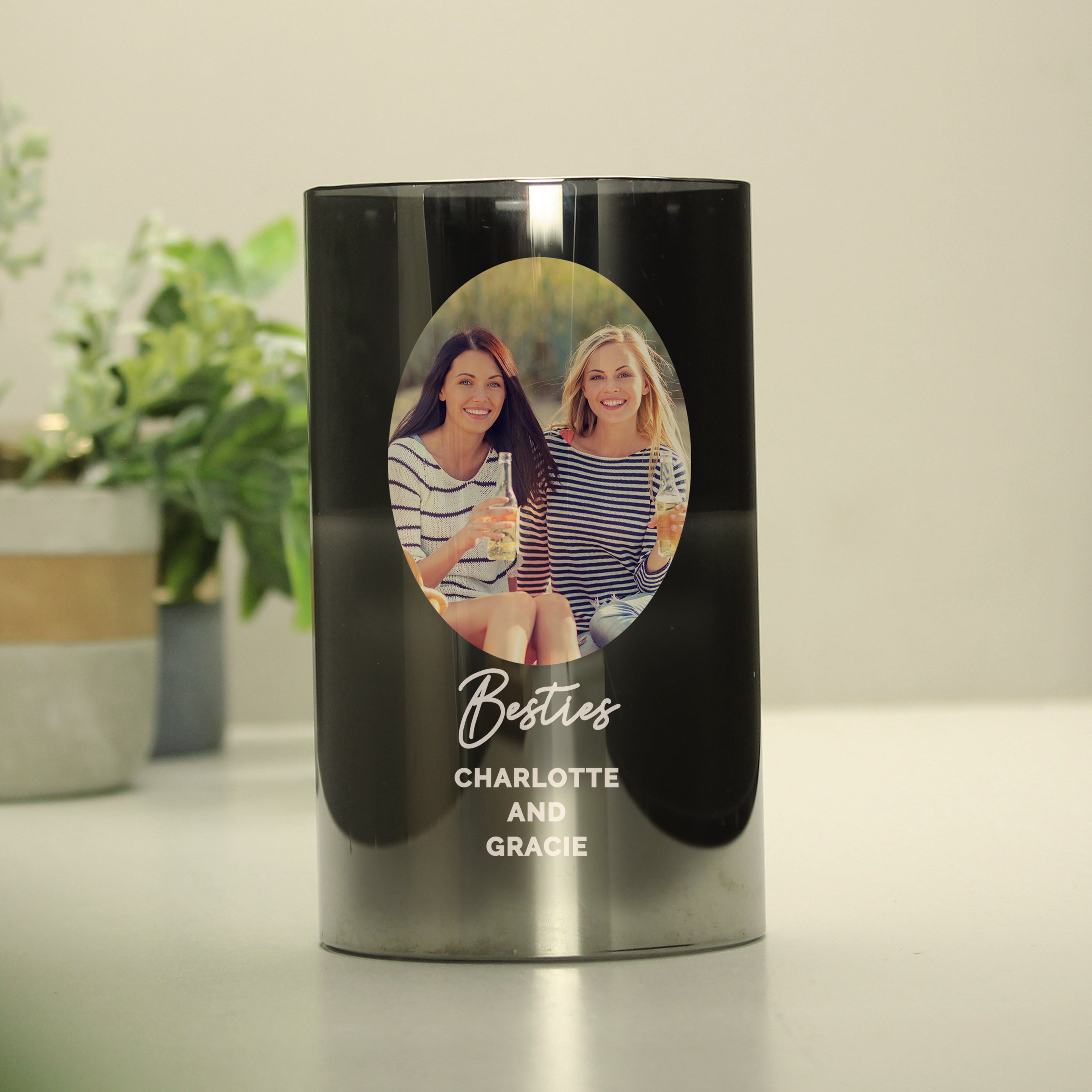 Personalised Photo Upload Smoked Glass LED Candle