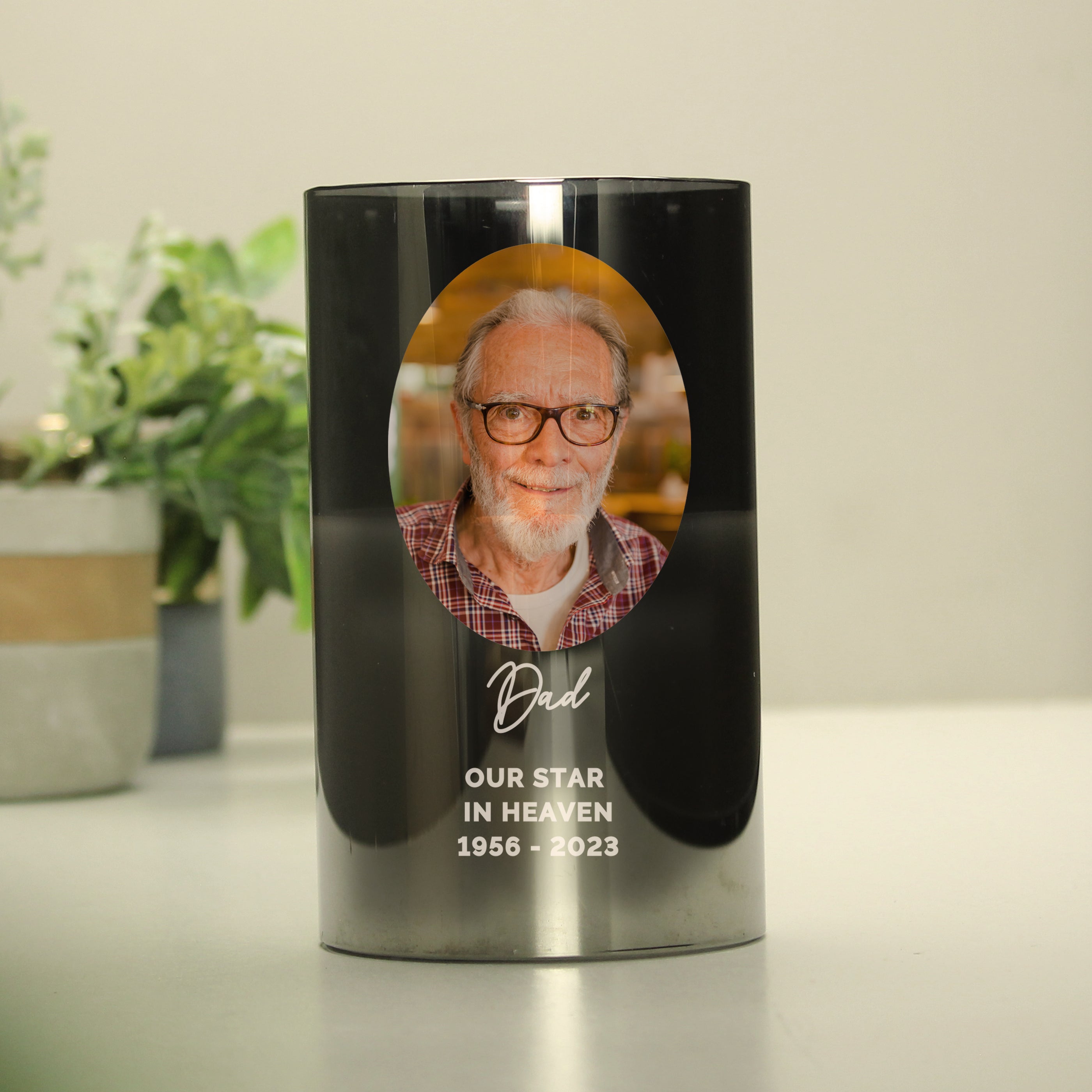 Personalised Photo Upload Smoked Glass LED Candle