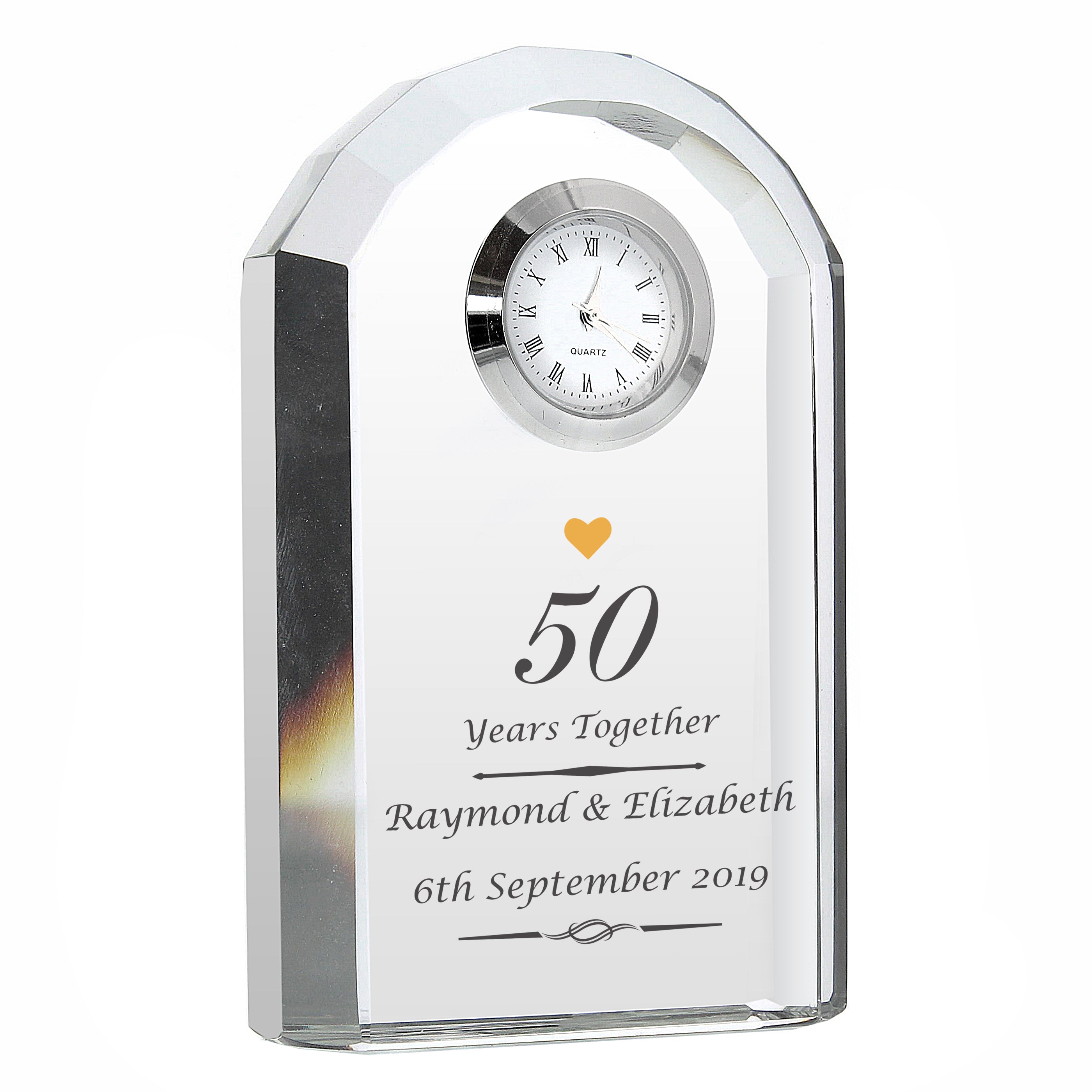 Personalised Golden Anniversary Crystal Clock