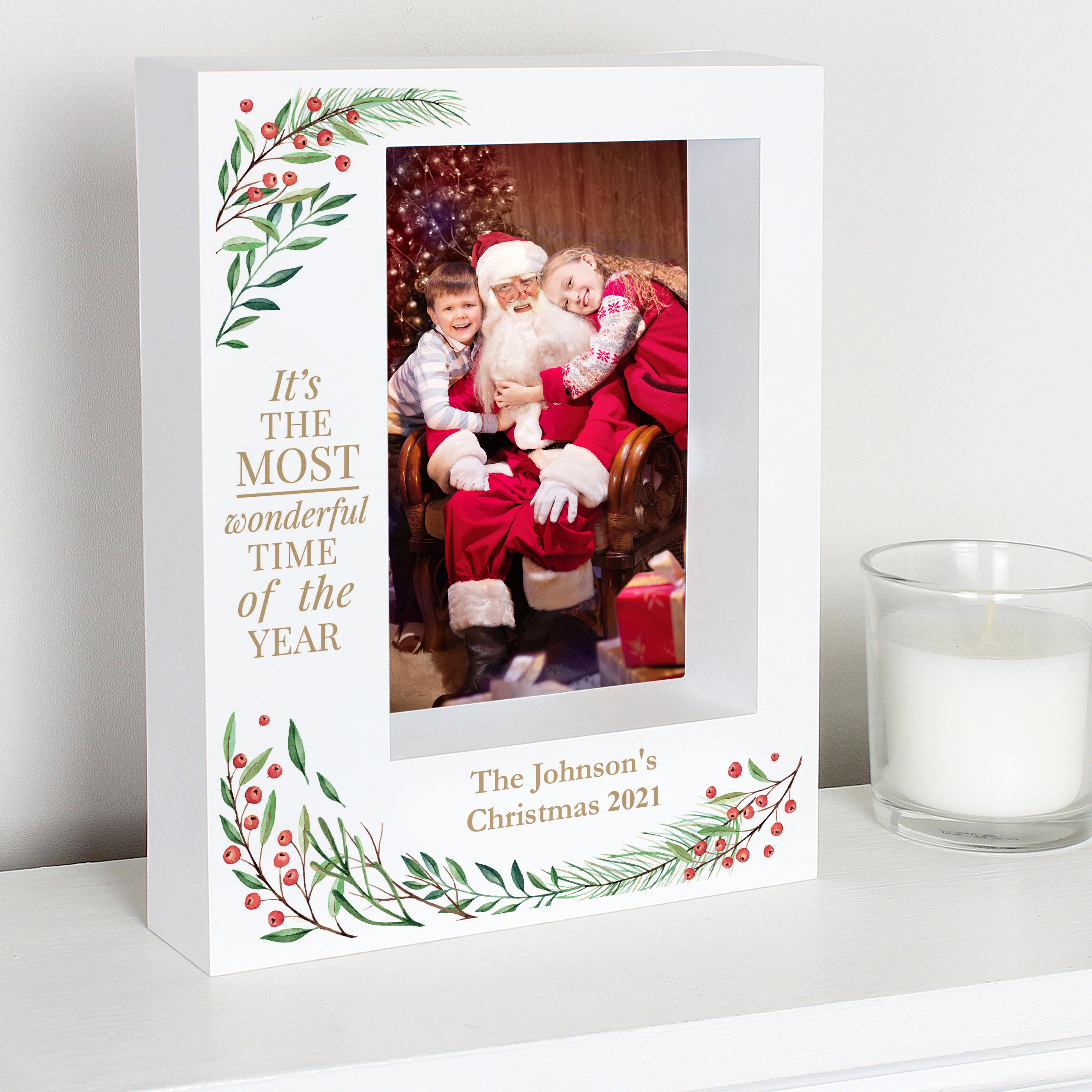 Personalised 'Wonderful Time of The Year Christmas' 5x7 Box Photo Frame