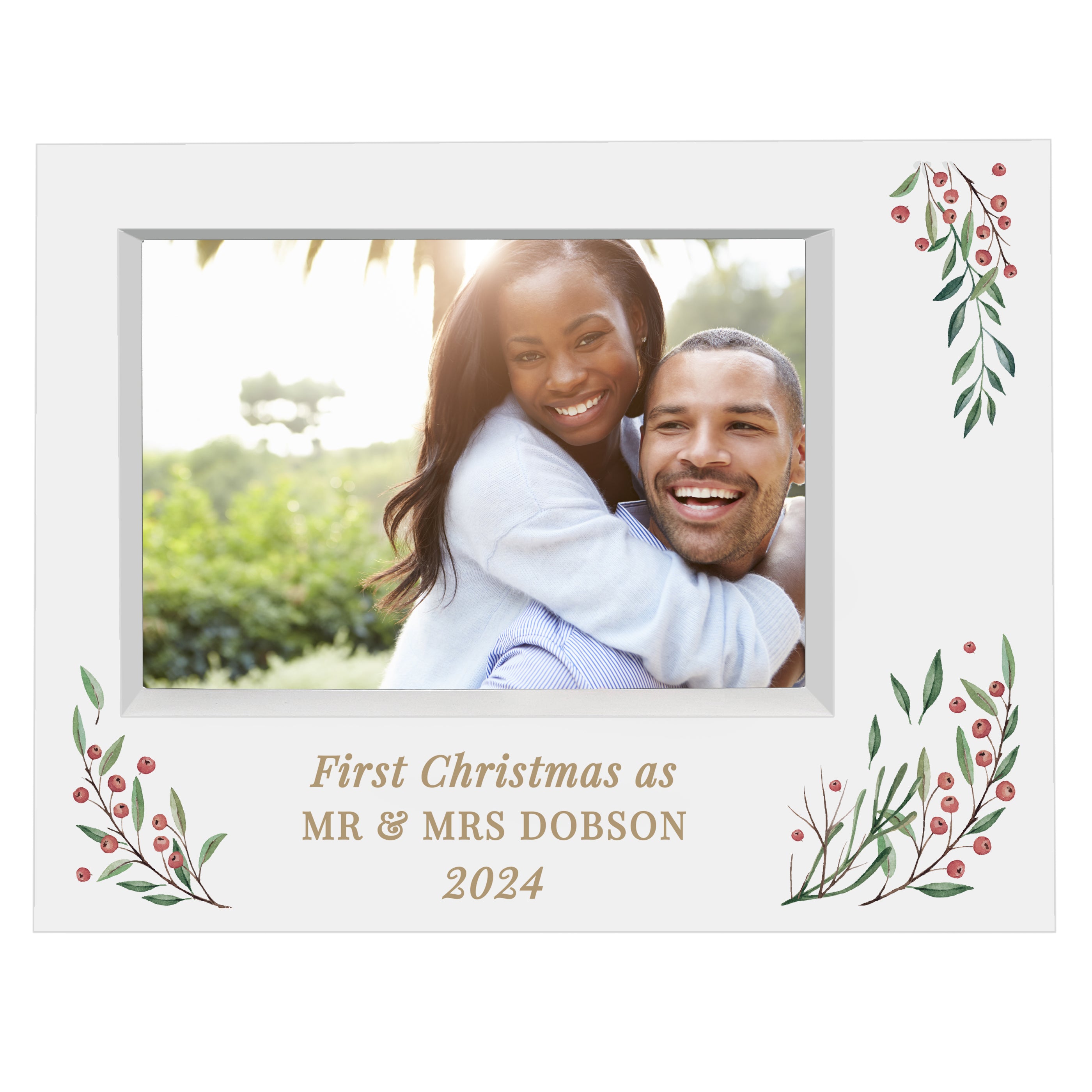 Personalised Christmas Foliage 5x7 Box Photo Frame