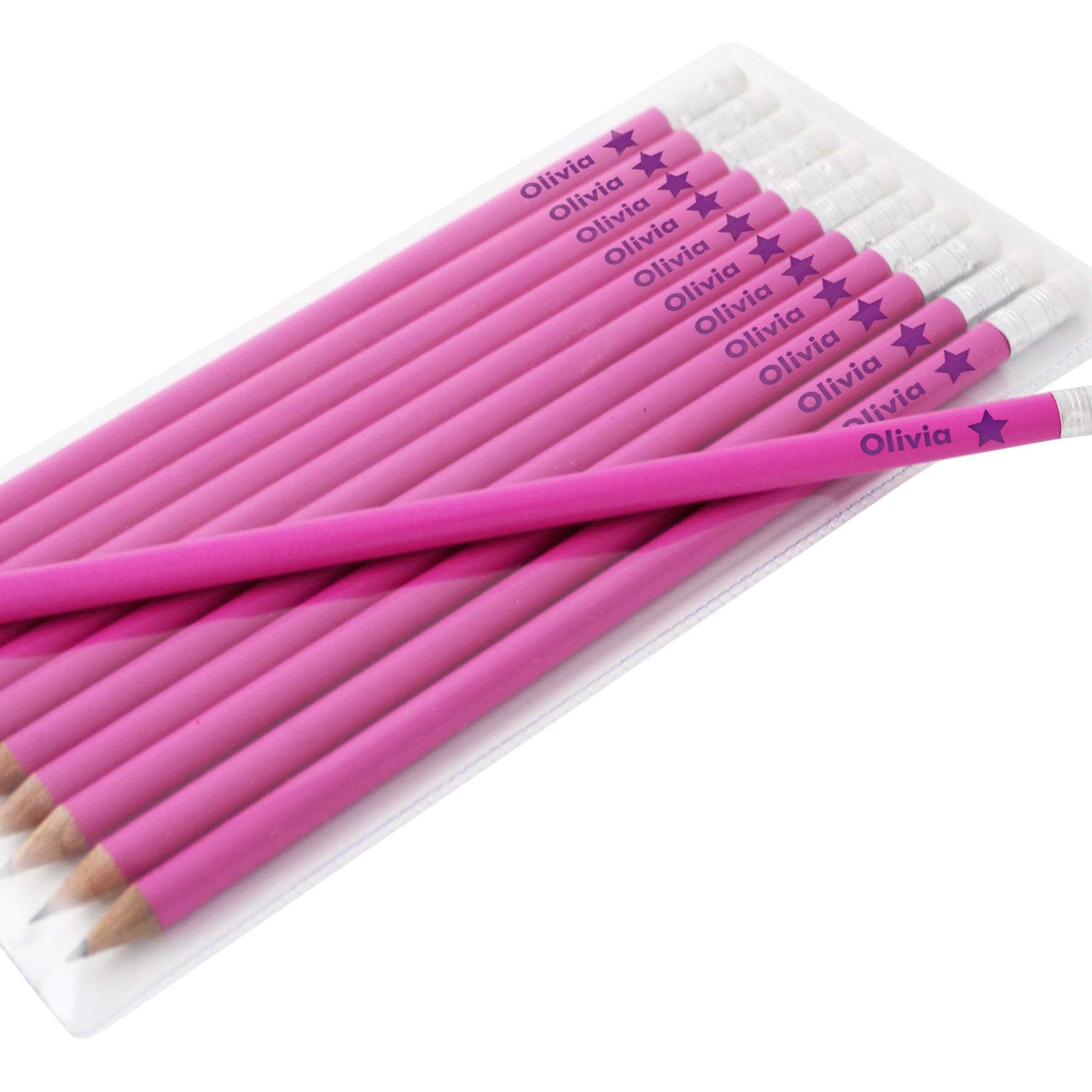 Personalised Star Motif Pink Pencils