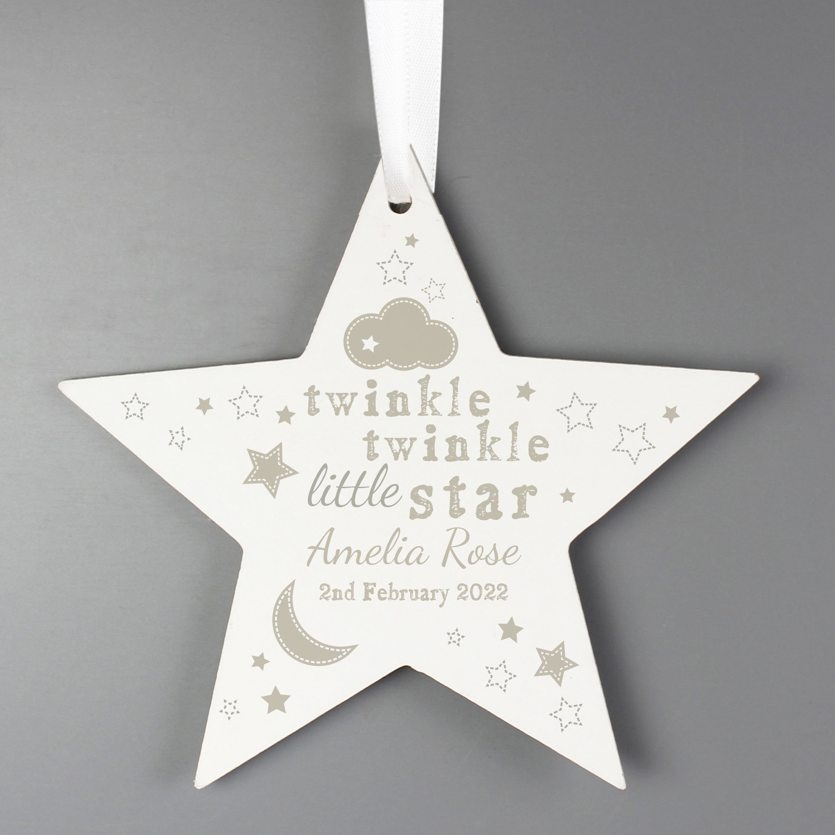 Personalised Twinkle Twinkle Wooden Star Decoration