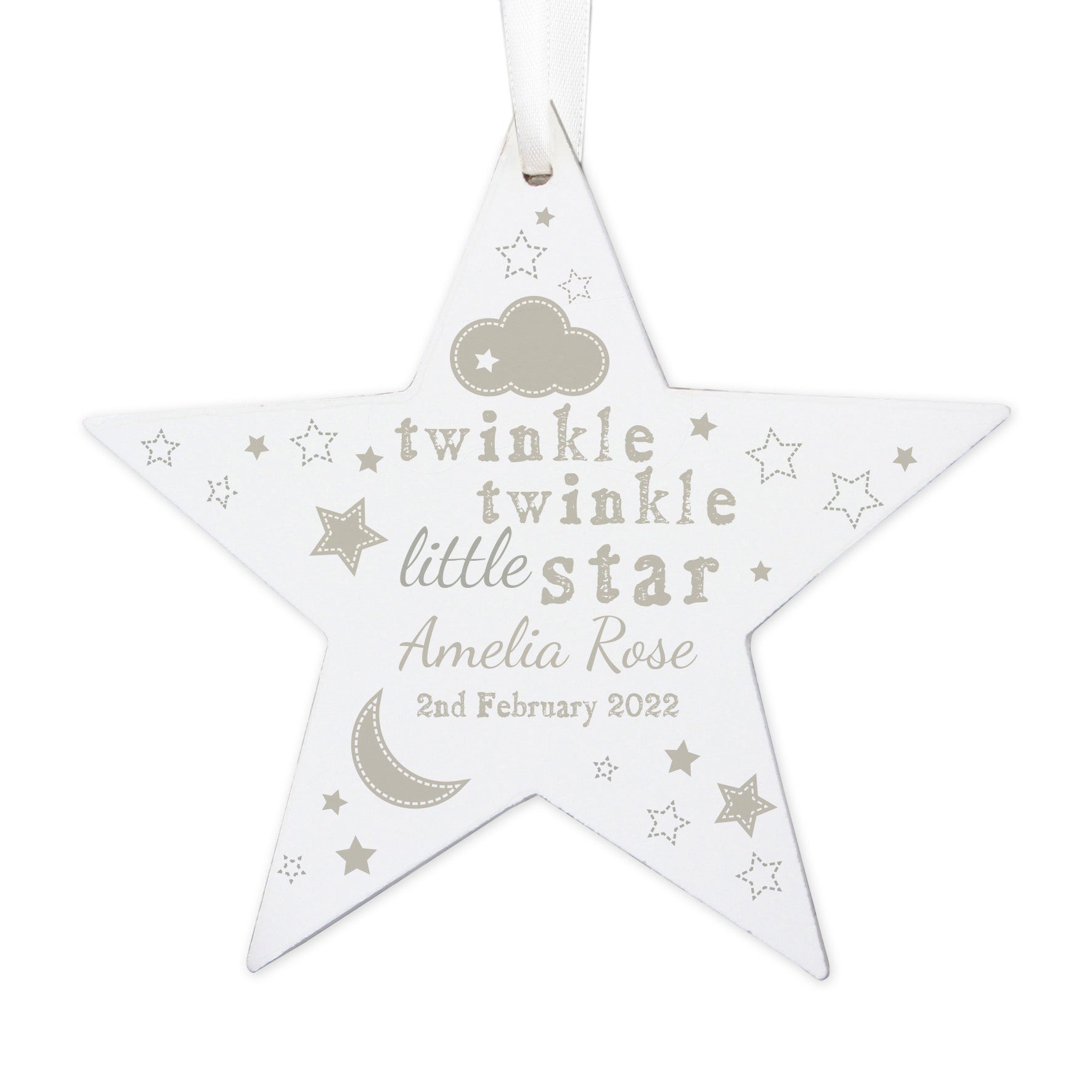 Personalised Twinkle Twinkle Wooden Star Decoration