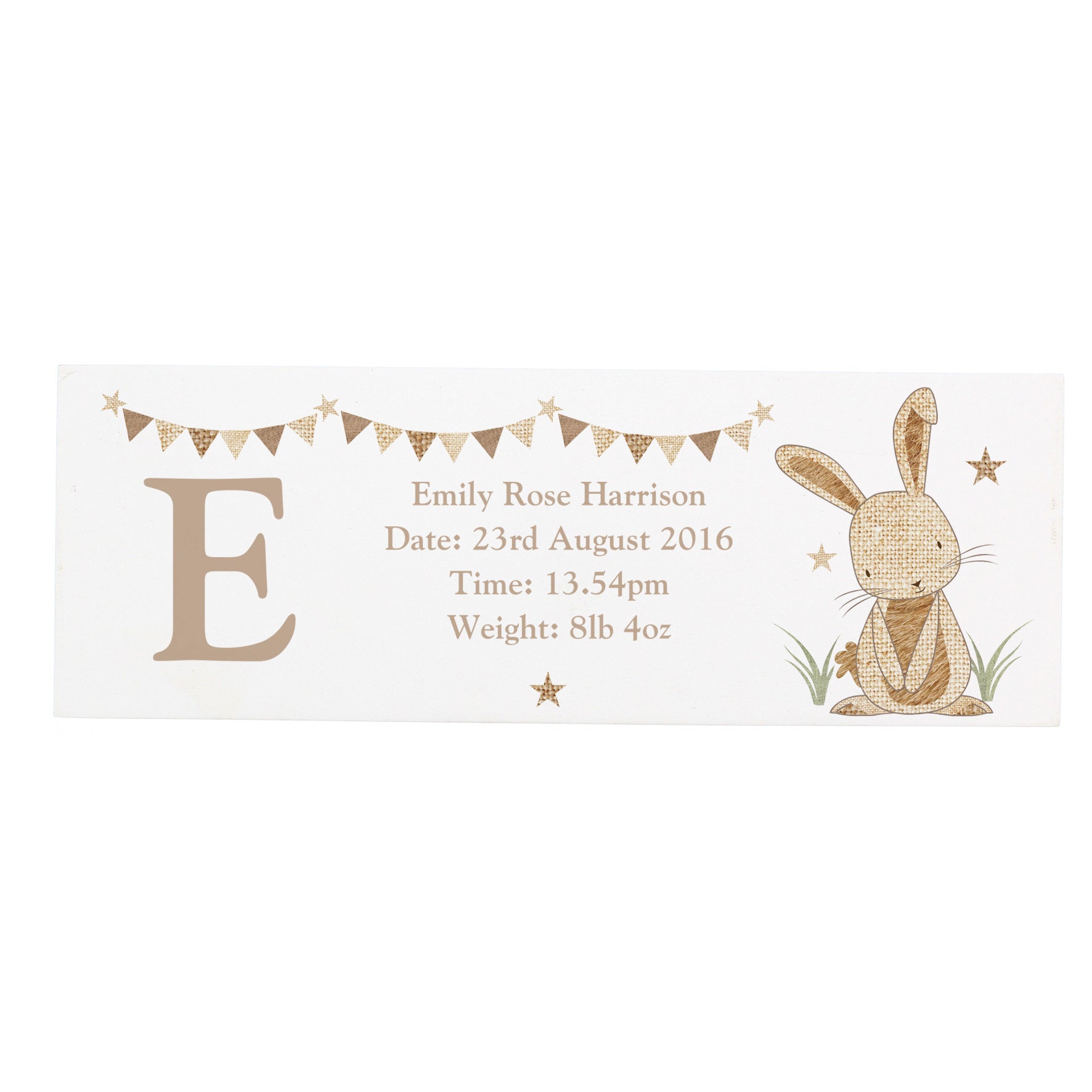 Personalised Hessian Rabbit Wooden Block Sign