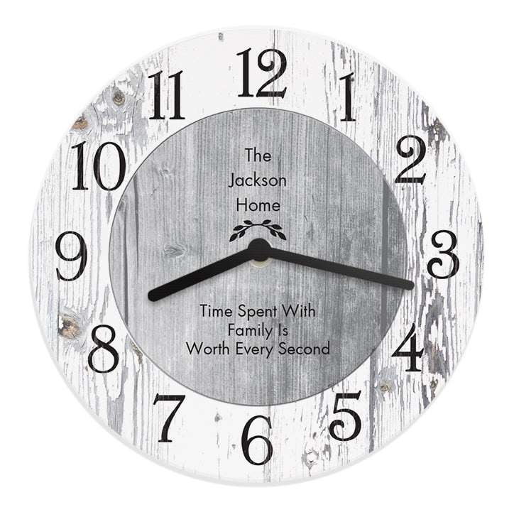 Personalised Any Message Shabby Chic Large Wooden Clock