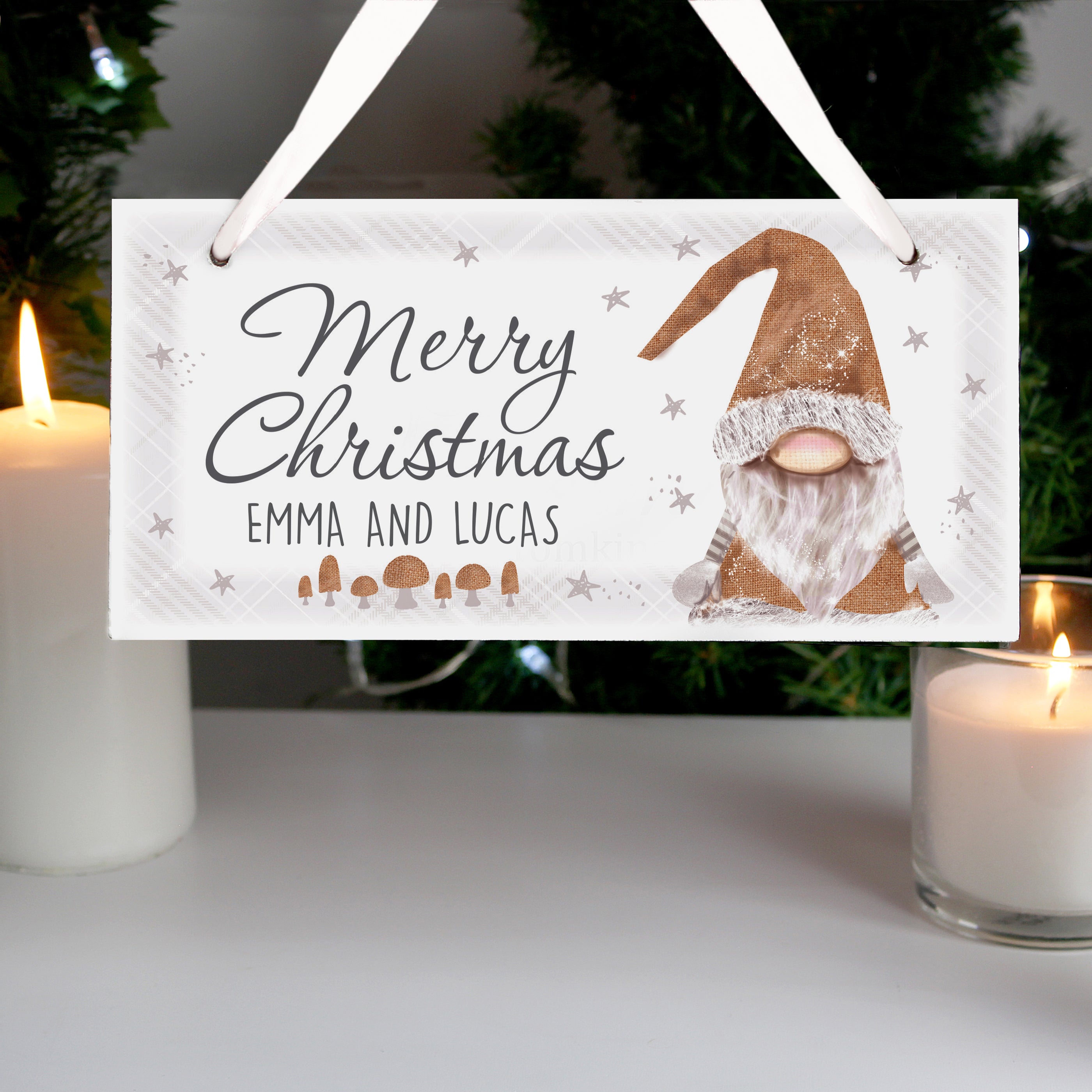 Personalised Christmas Gonk Wooden Sign