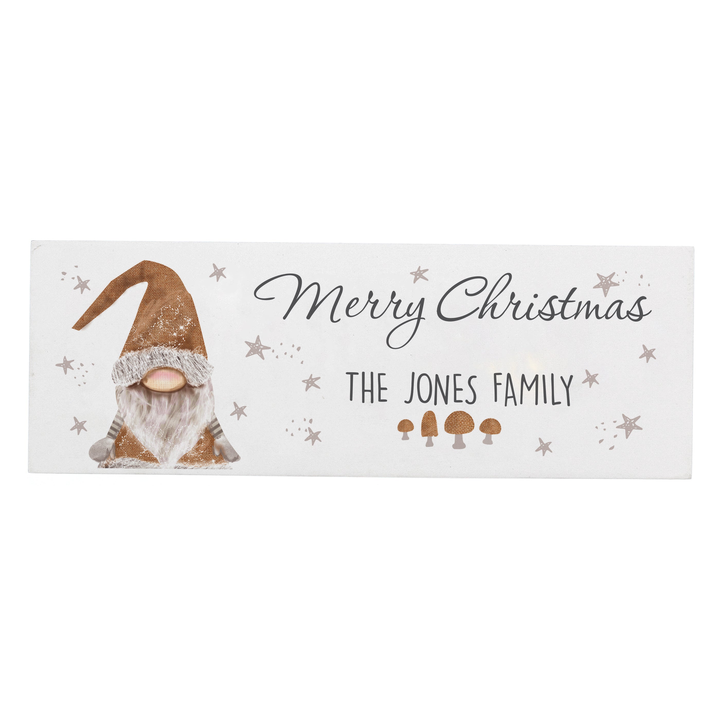 Personalised Christmas Gonk Wooden Block Sign