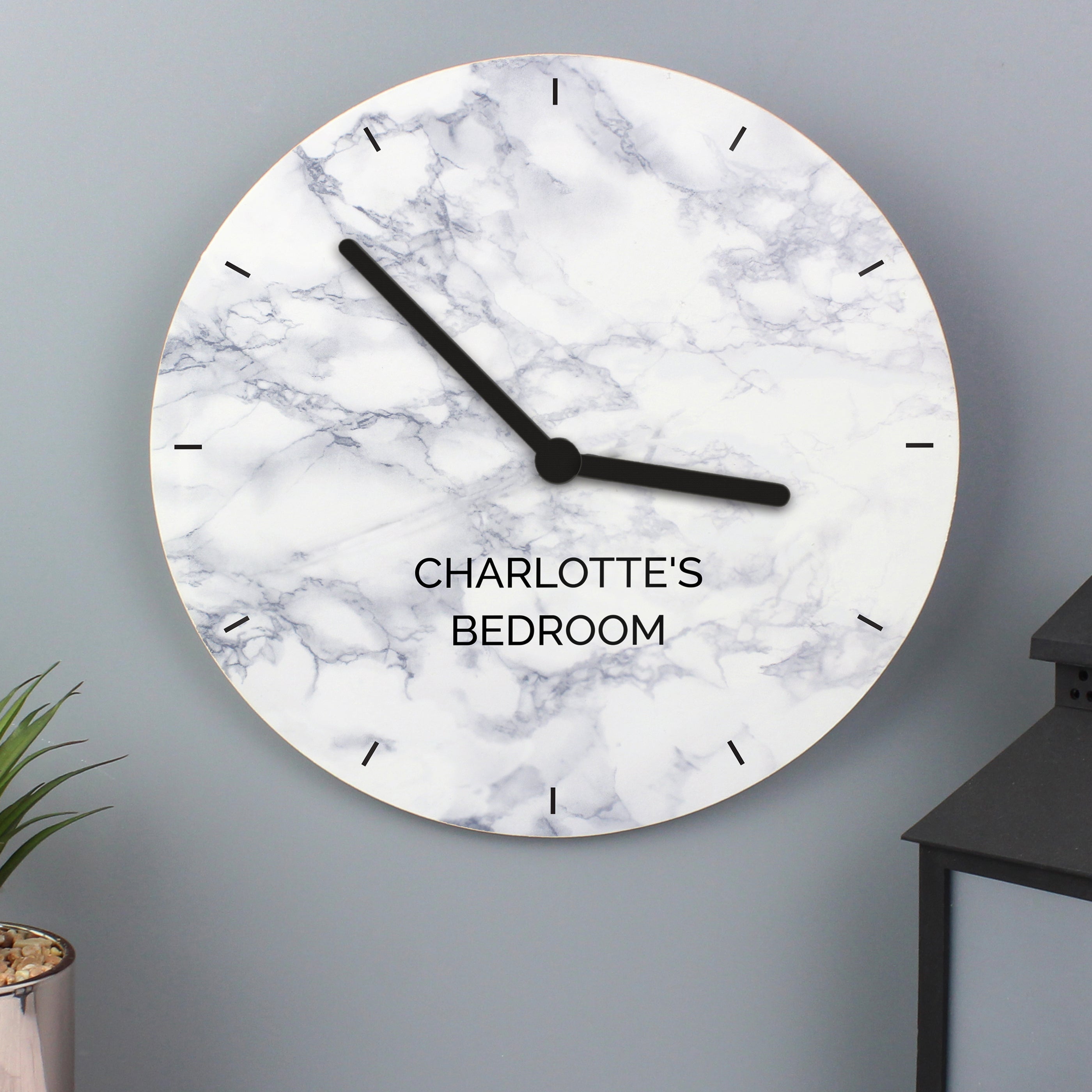 Personalised Marble Effect Wooden Clock