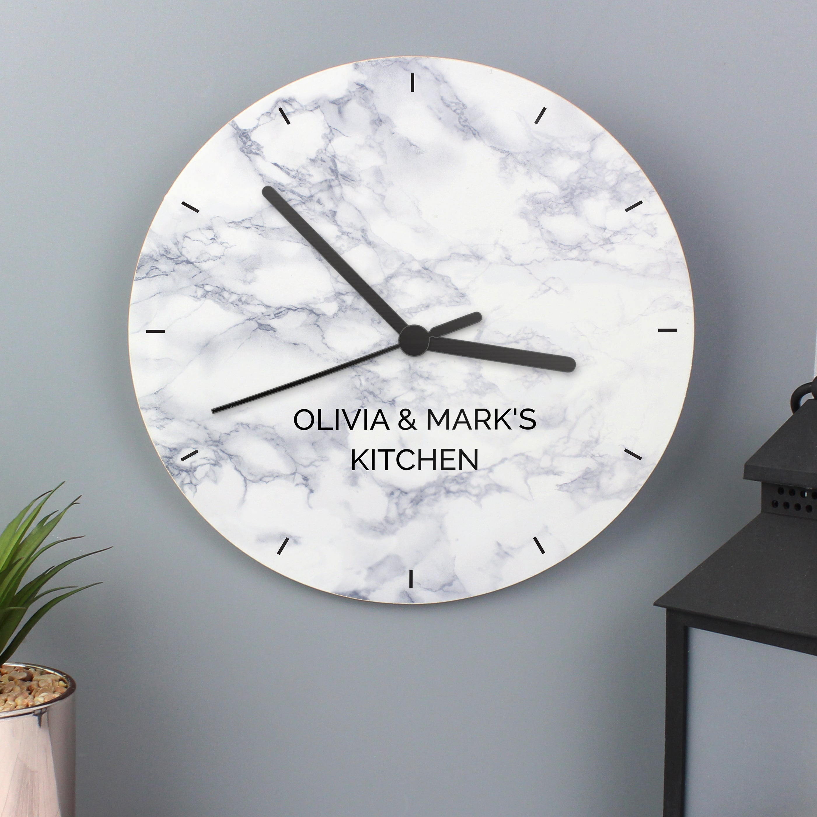 Personalised Marble Effect Wooden Clock