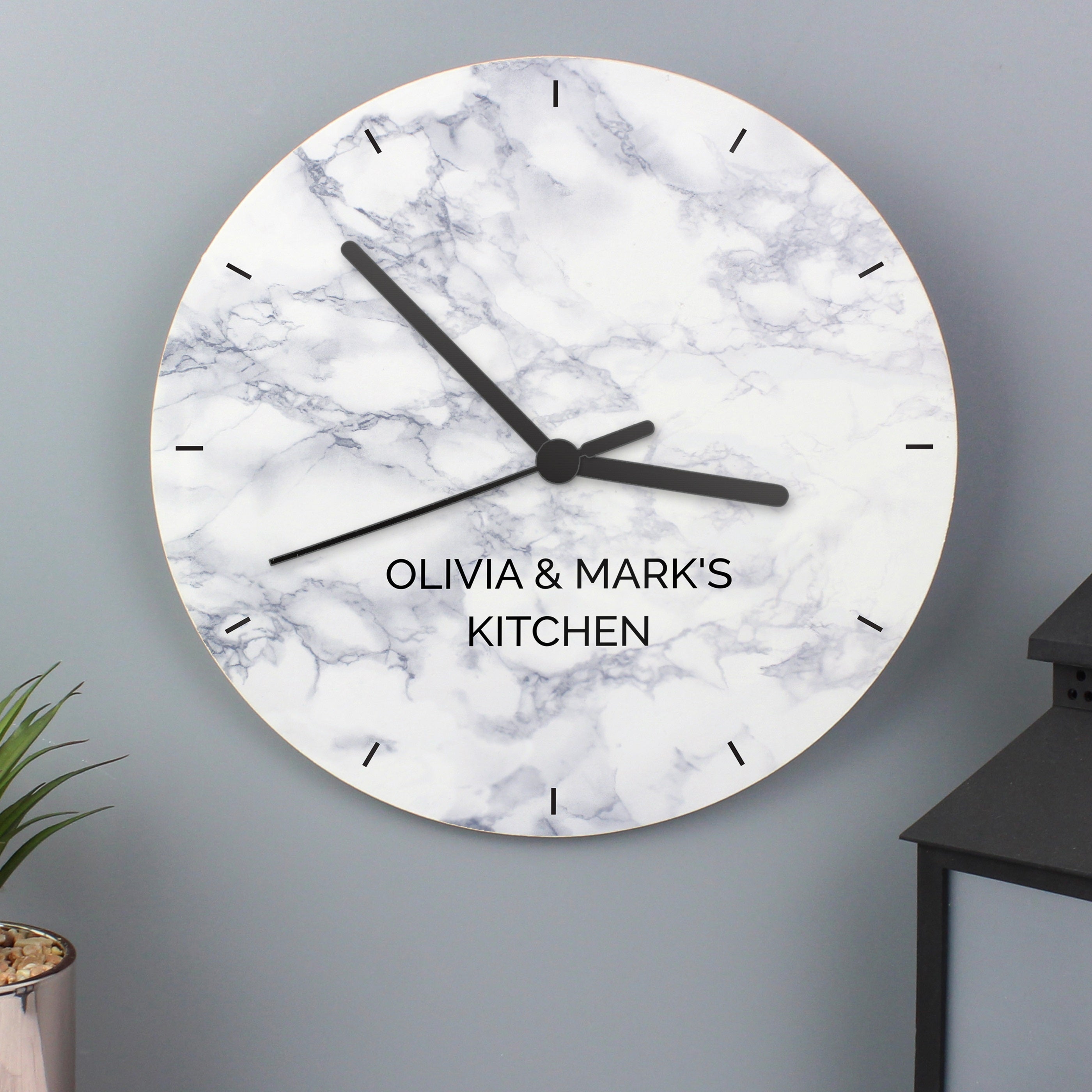 Personalised Marble Effect Wooden Clock