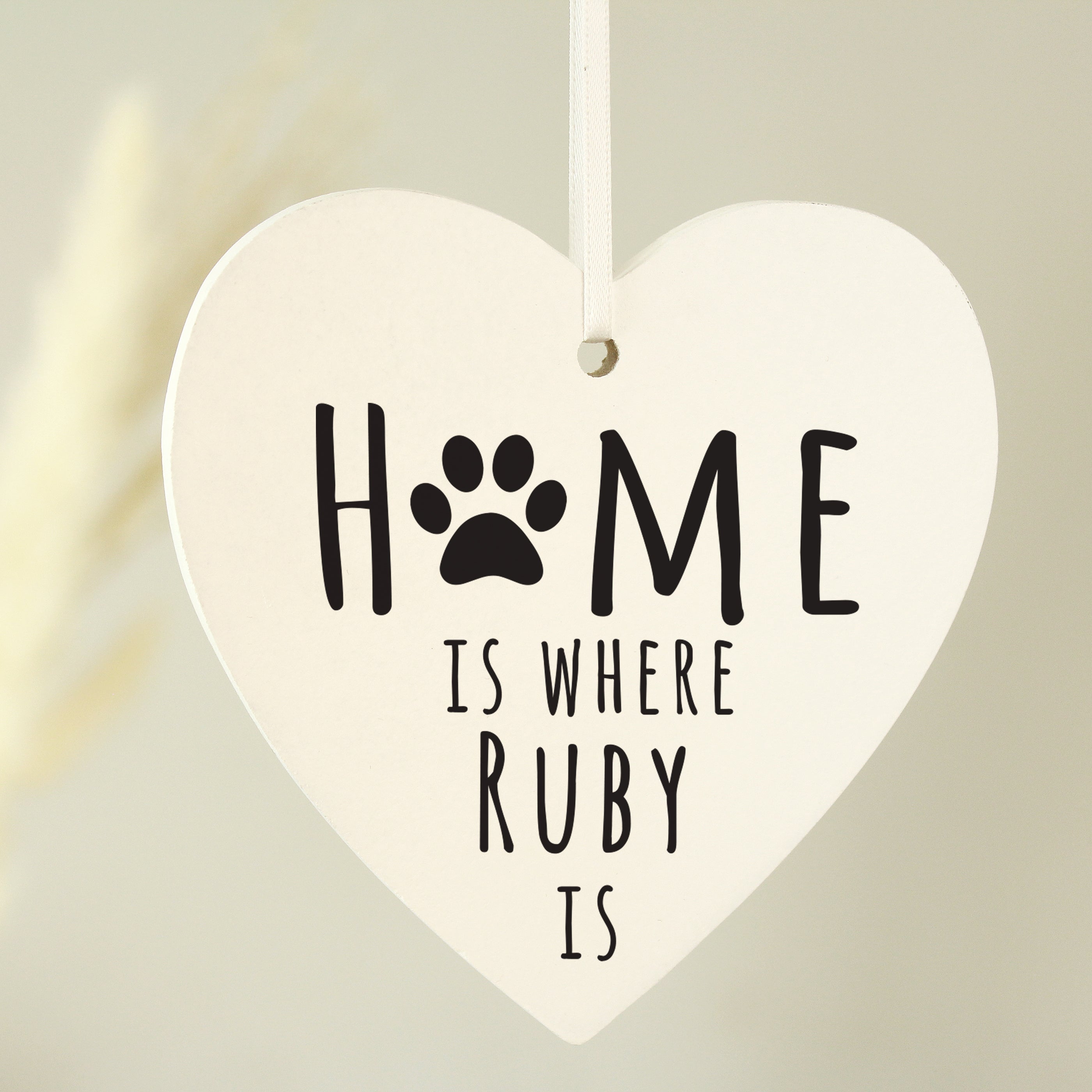 Personalised 'Home is Where' Pet Wooden Heart Decoration