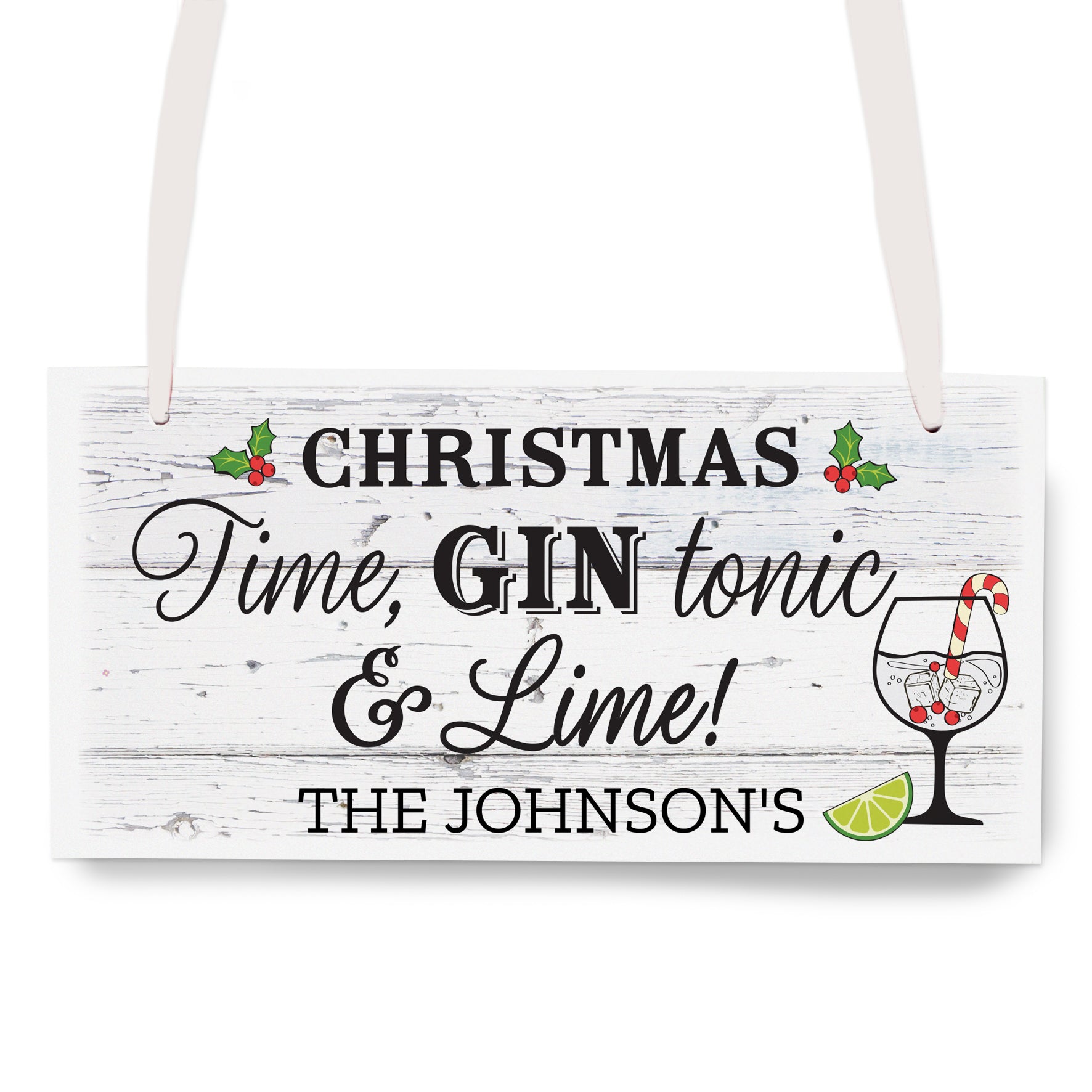 Personalised Christmas Gin Wooden Sign