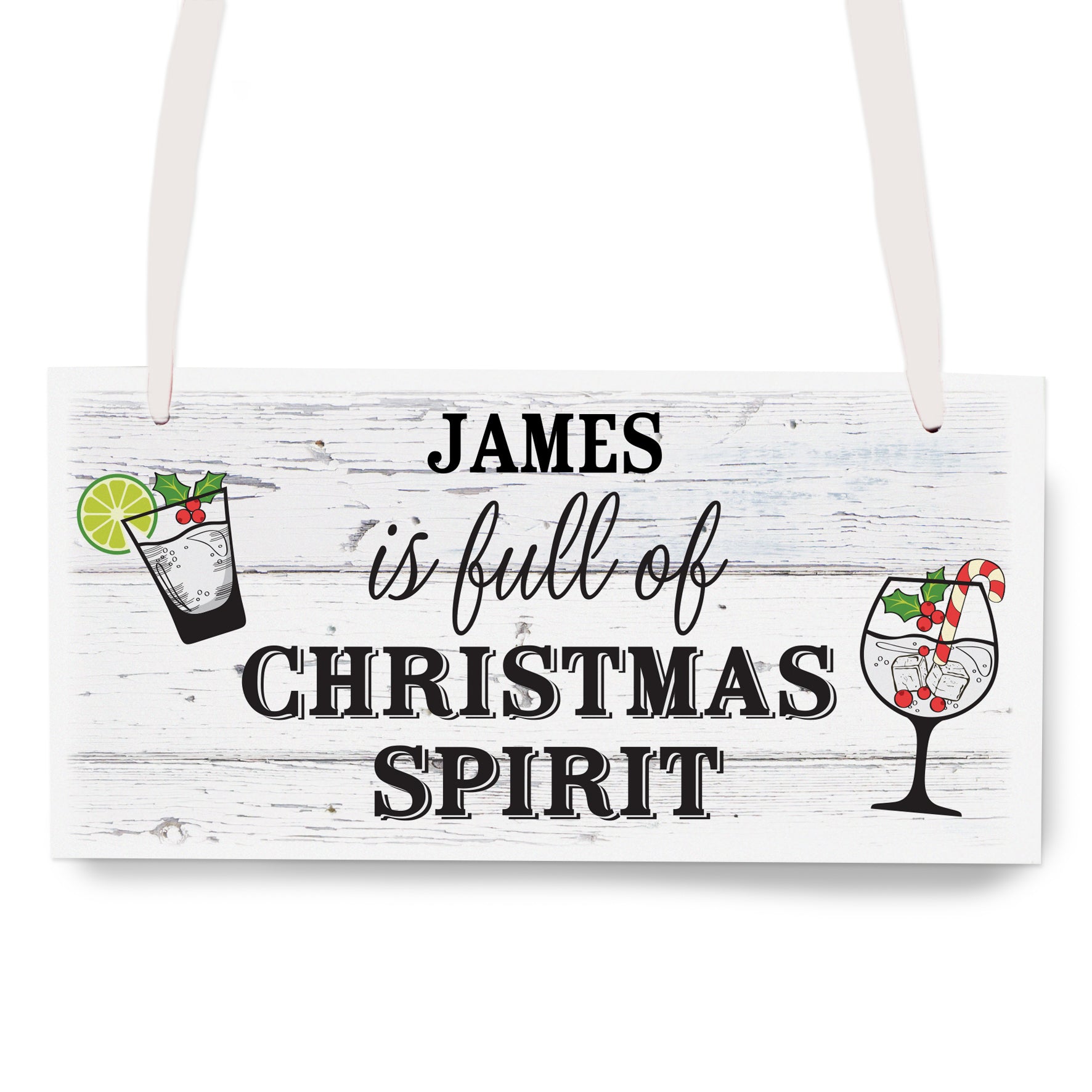 Personalised Christmas Spirit Wooden Sign