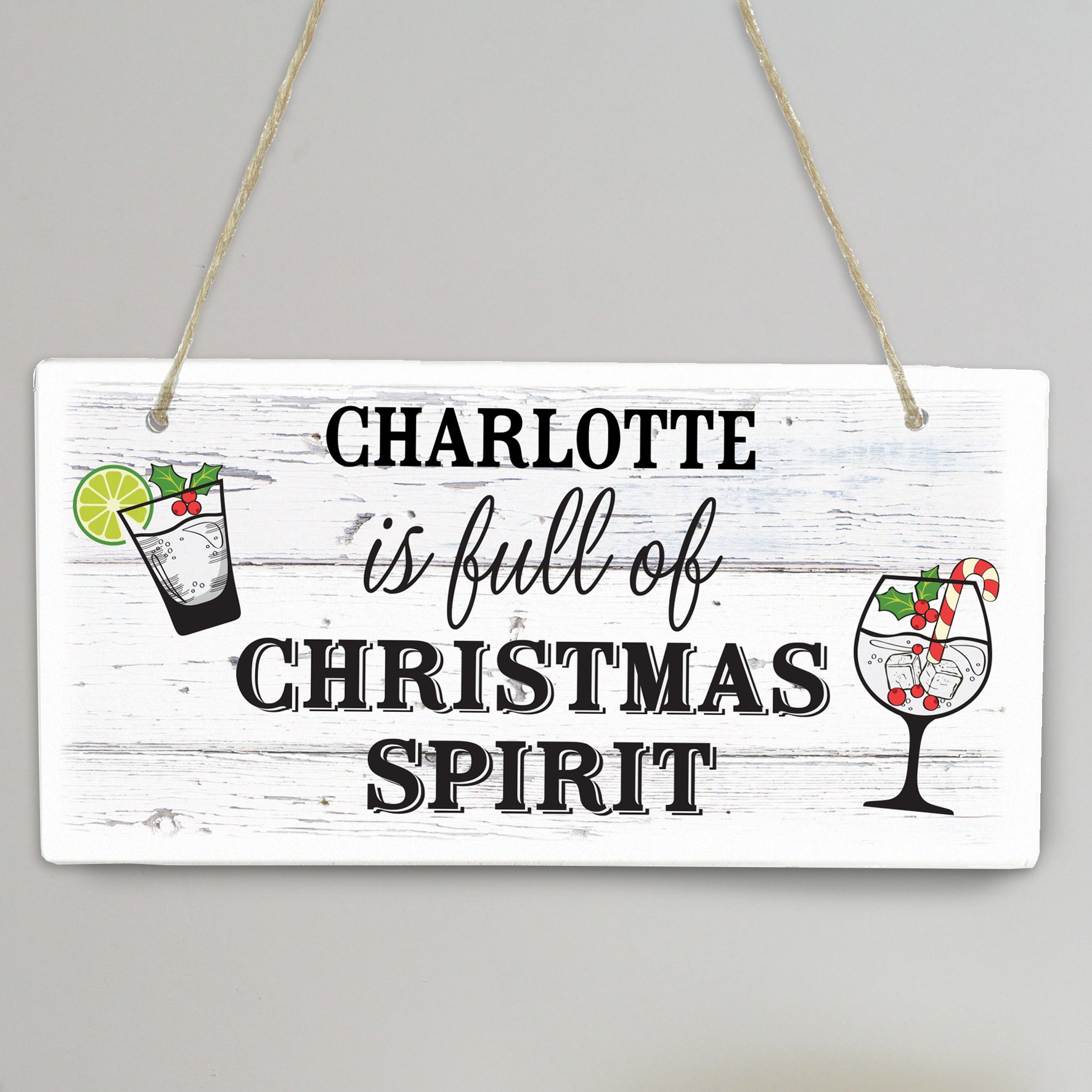 Personalised Christmas Spirit Wooden Sign