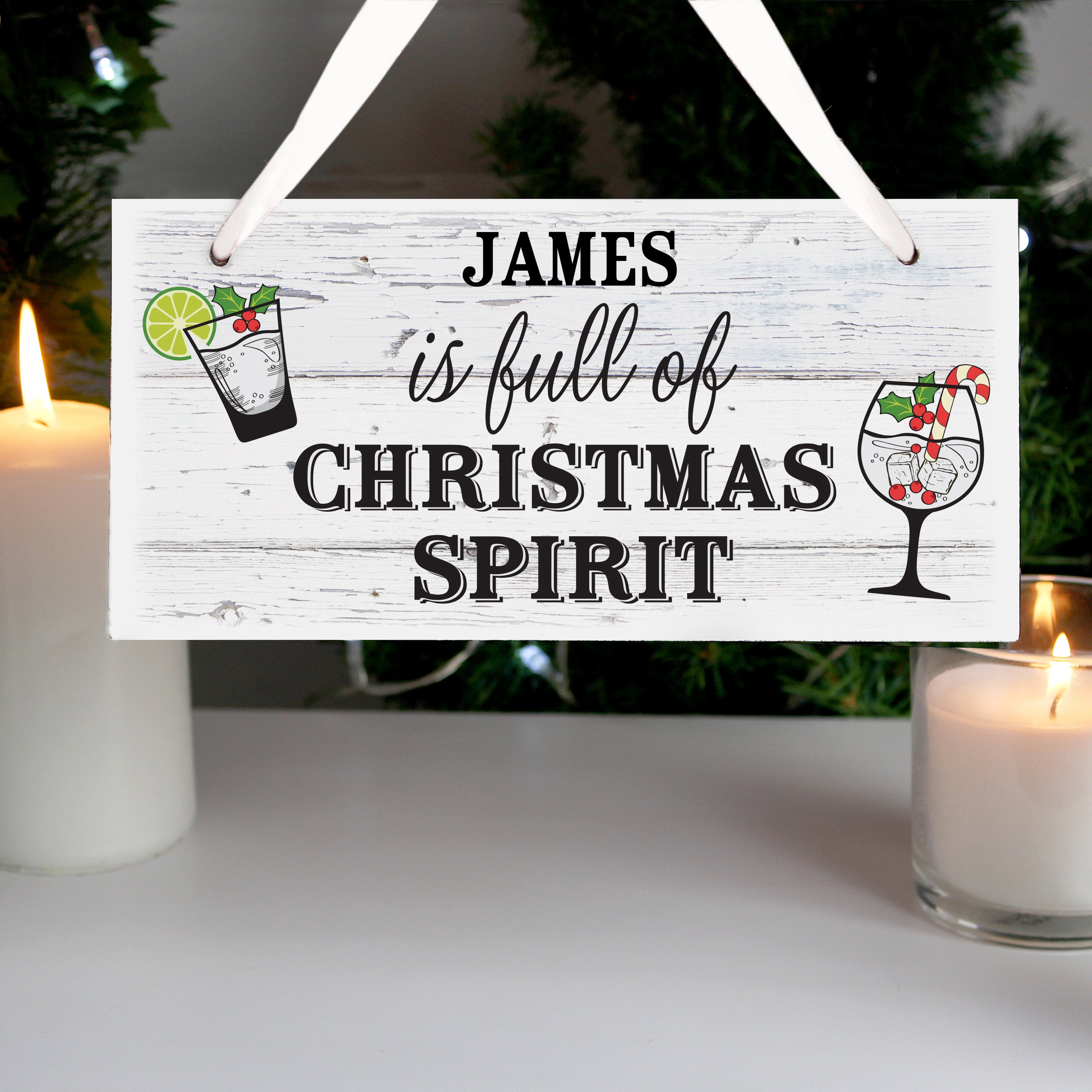 Personalised Christmas Spirit Wooden Sign