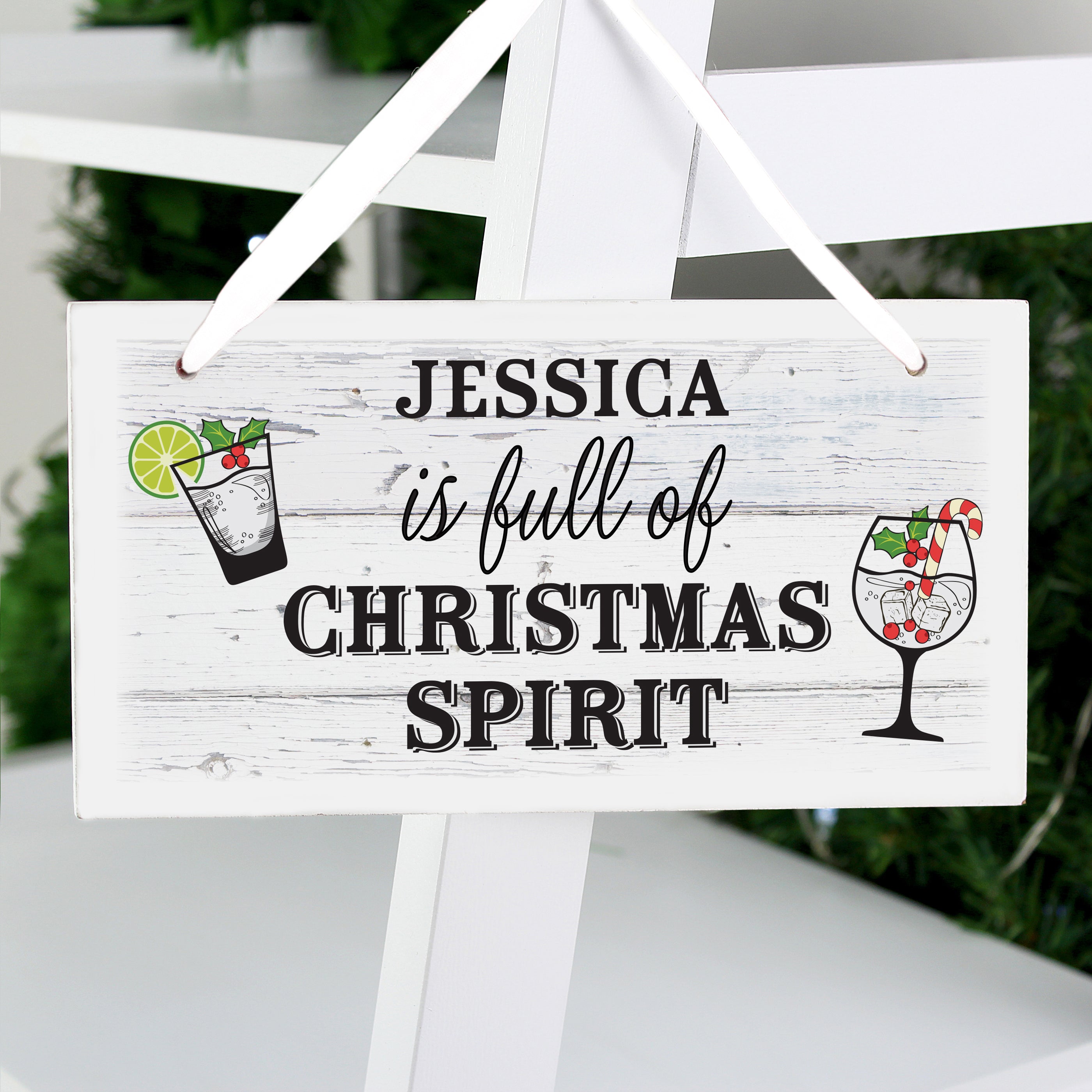 Personalised Christmas Spirit Wooden Sign